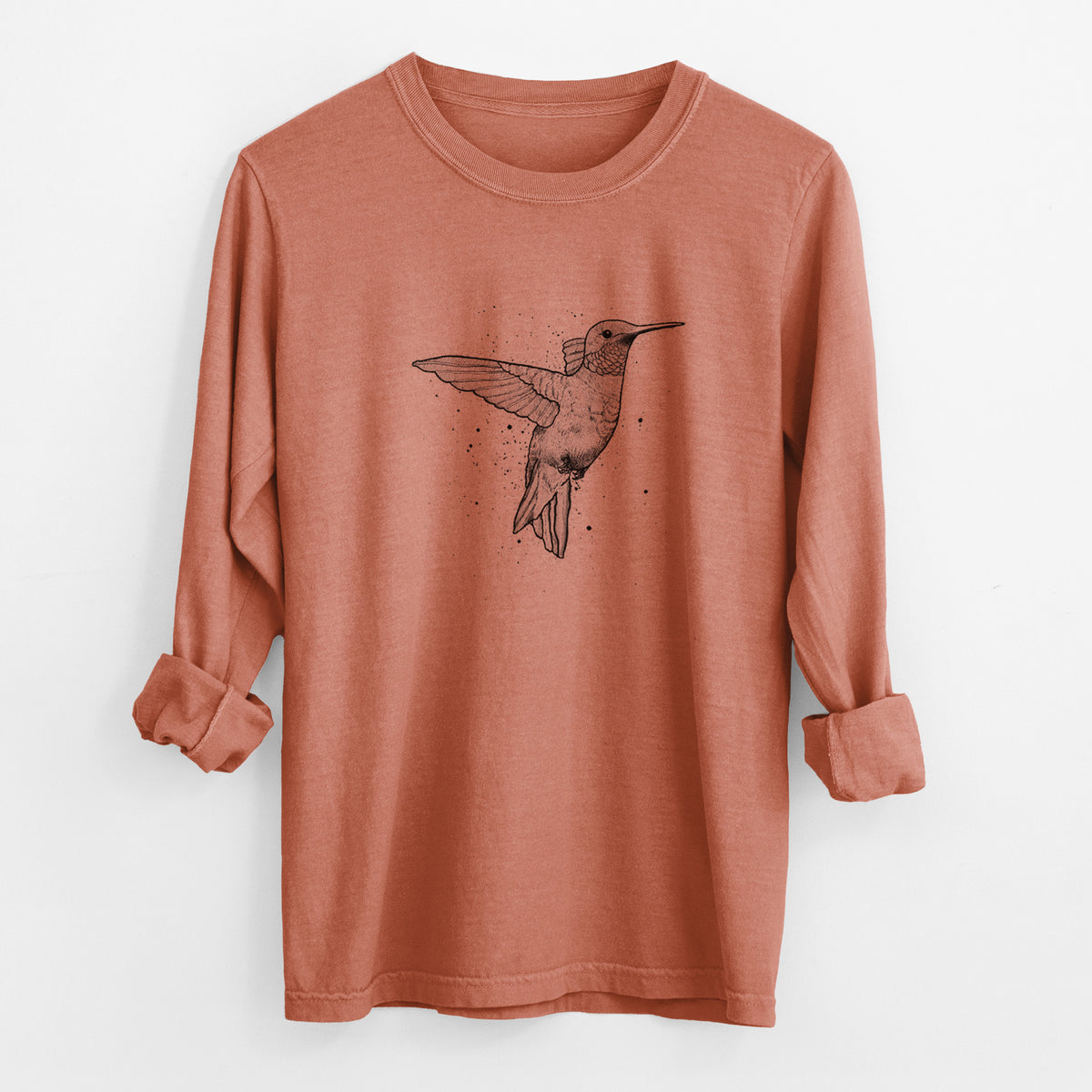 Archilochus Colubris - Ruby-throated Hummingbird - Unisex Comfort Colors 100% Cotton Long Sleeve