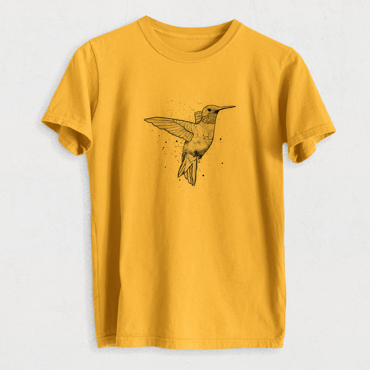 Archilochus Colubris - Ruby-throated Hummingbird - Heavyweight Men&#39;s 100% Organic Cotton Tee
