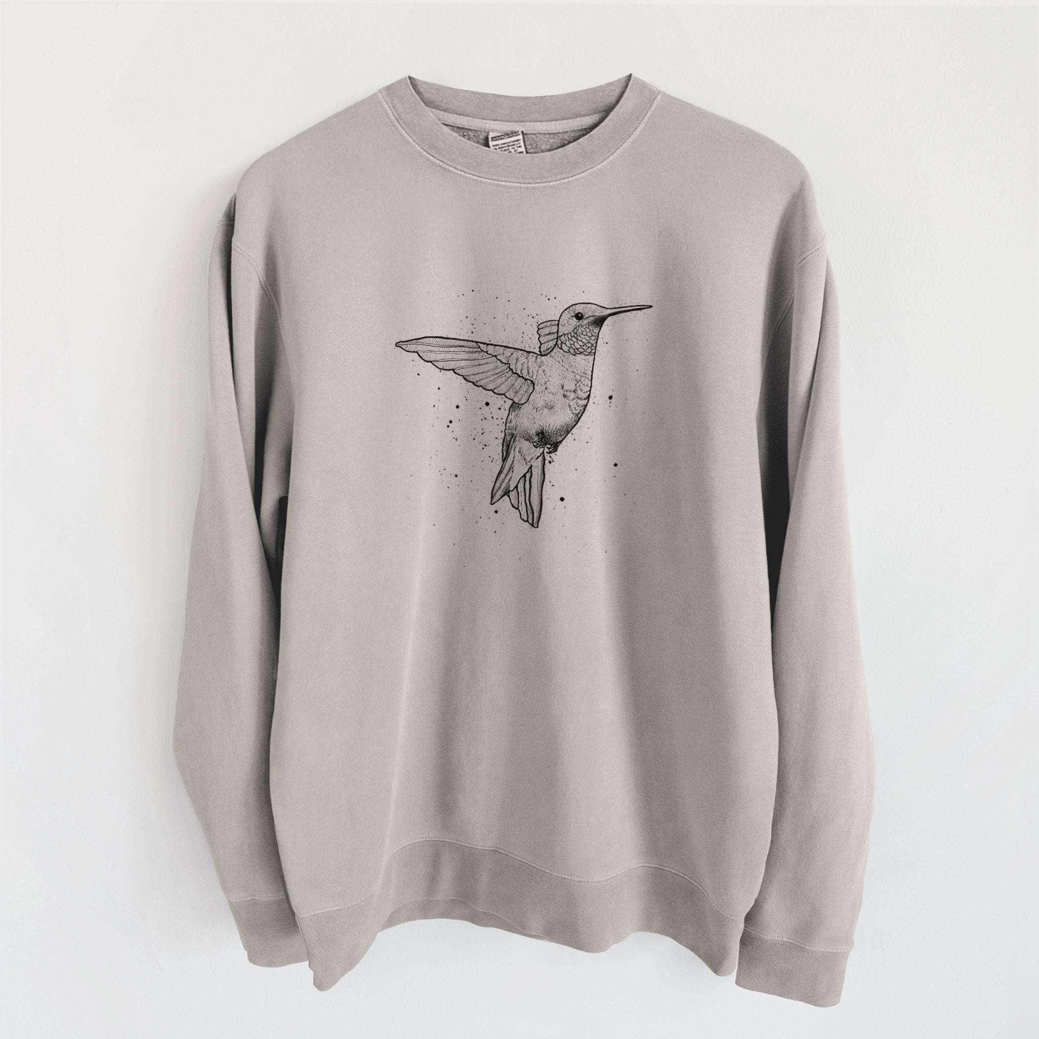 Archilochus Colubris - Ruby-throated Hummingbird - Unisex Pigment Dyed Crew Sweatshirt