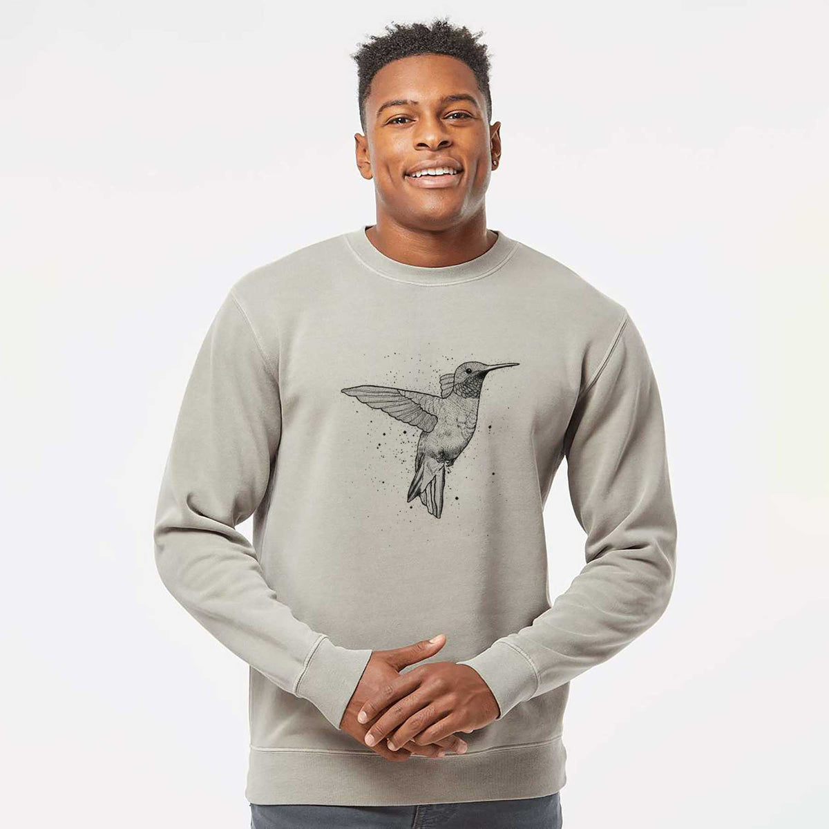 Archilochus Colubris - Ruby-throated Hummingbird - Unisex Pigment Dyed Crew Sweatshirt