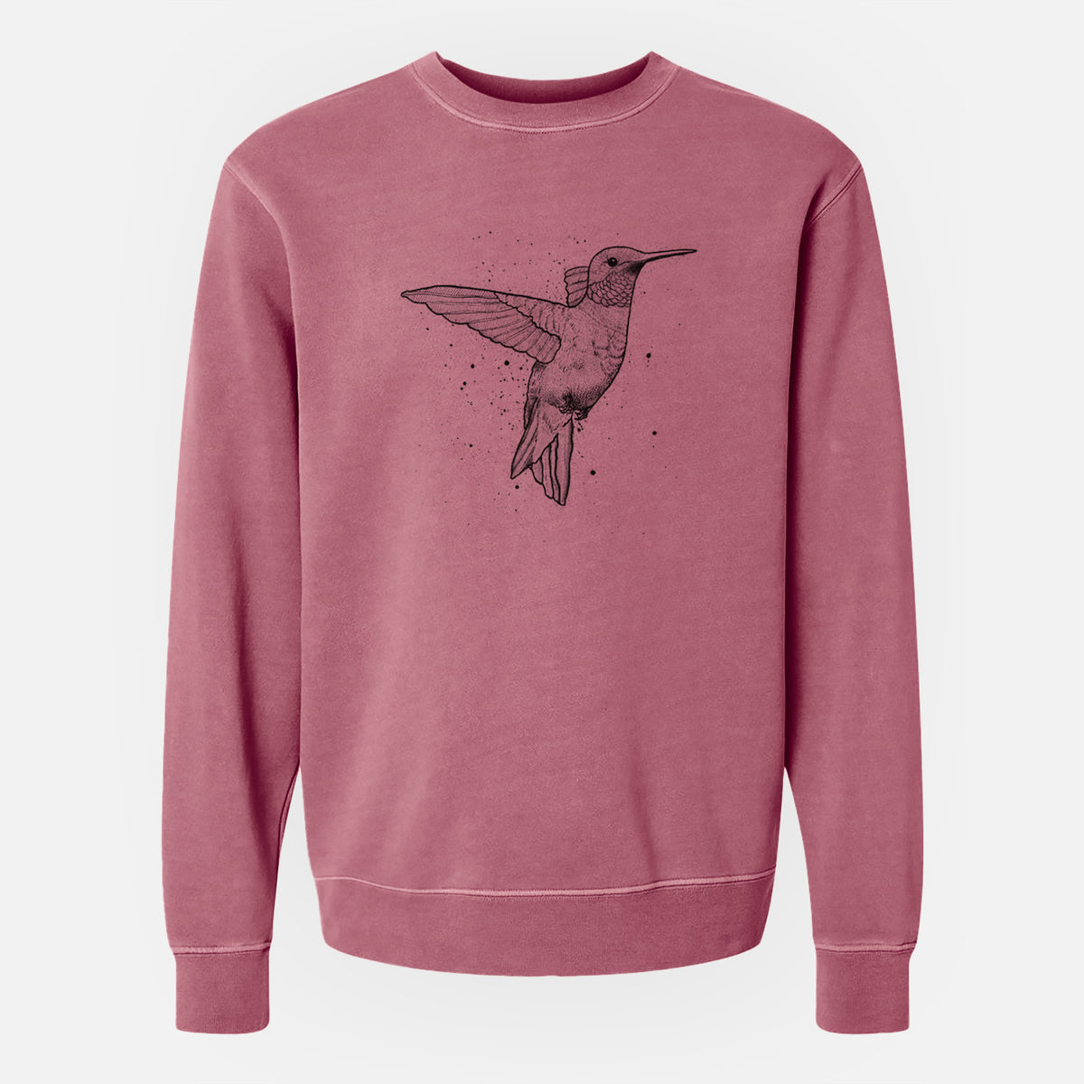 Archilochus Colubris - Ruby-throated Hummingbird - Unisex Pigment Dyed Crew Sweatshirt