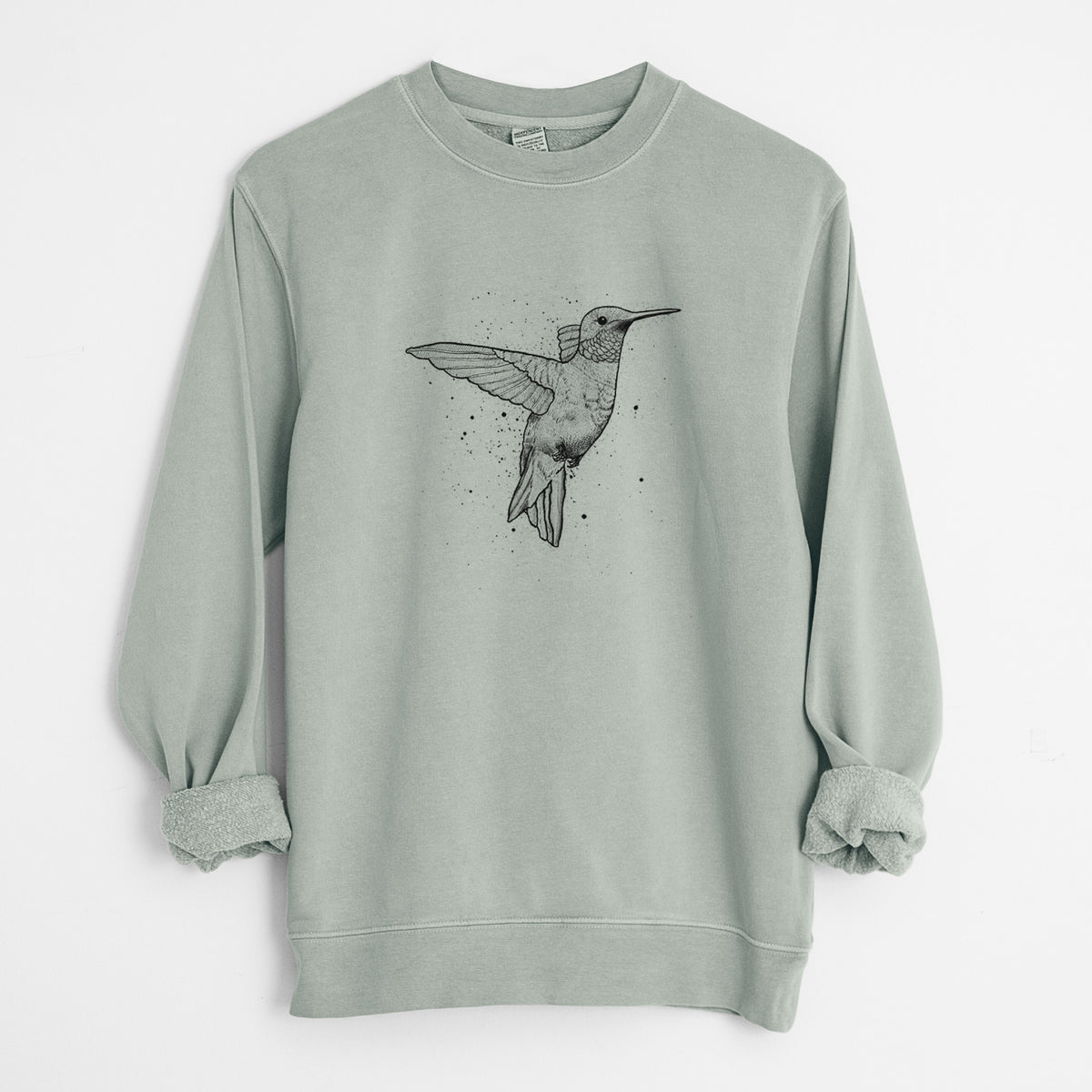 Archilochus Colubris - Ruby-throated Hummingbird - Unisex Pigment Dyed Crew Sweatshirt