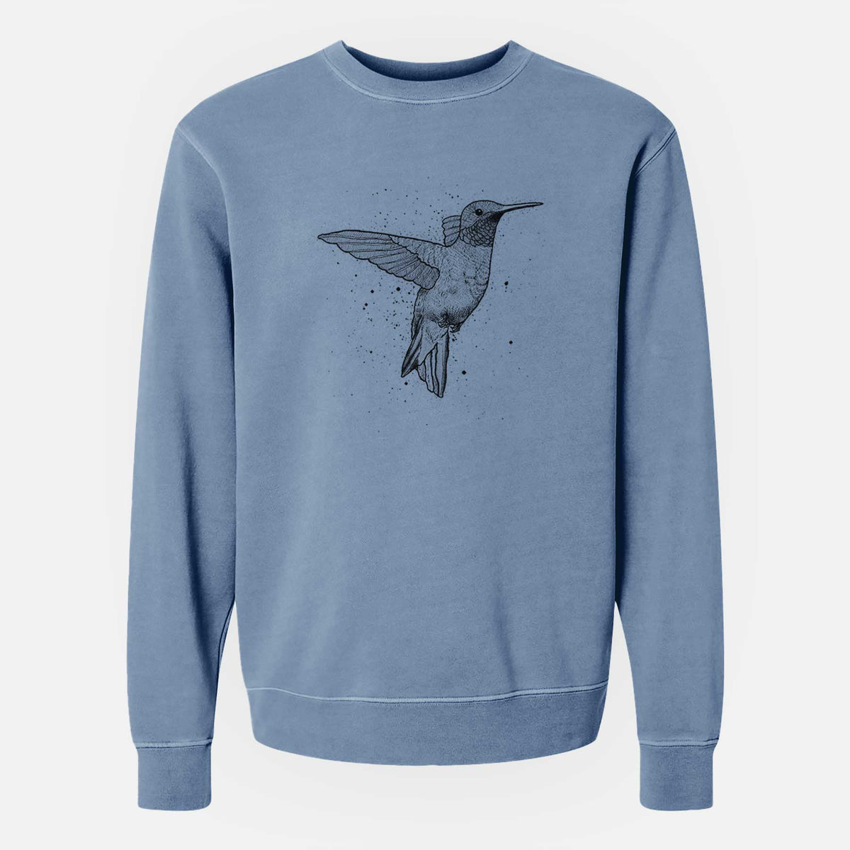 Archilochus Colubris - Ruby-throated Hummingbird - Unisex Pigment Dyed Crew Sweatshirt