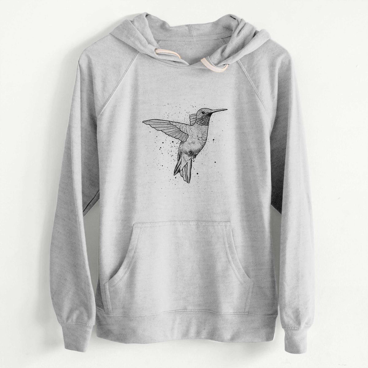 CLEARANCE - Archilochus Colubris - Ruby-throated Hummingbird  - Unisex Slim Fit Loopback Terry Hoodie