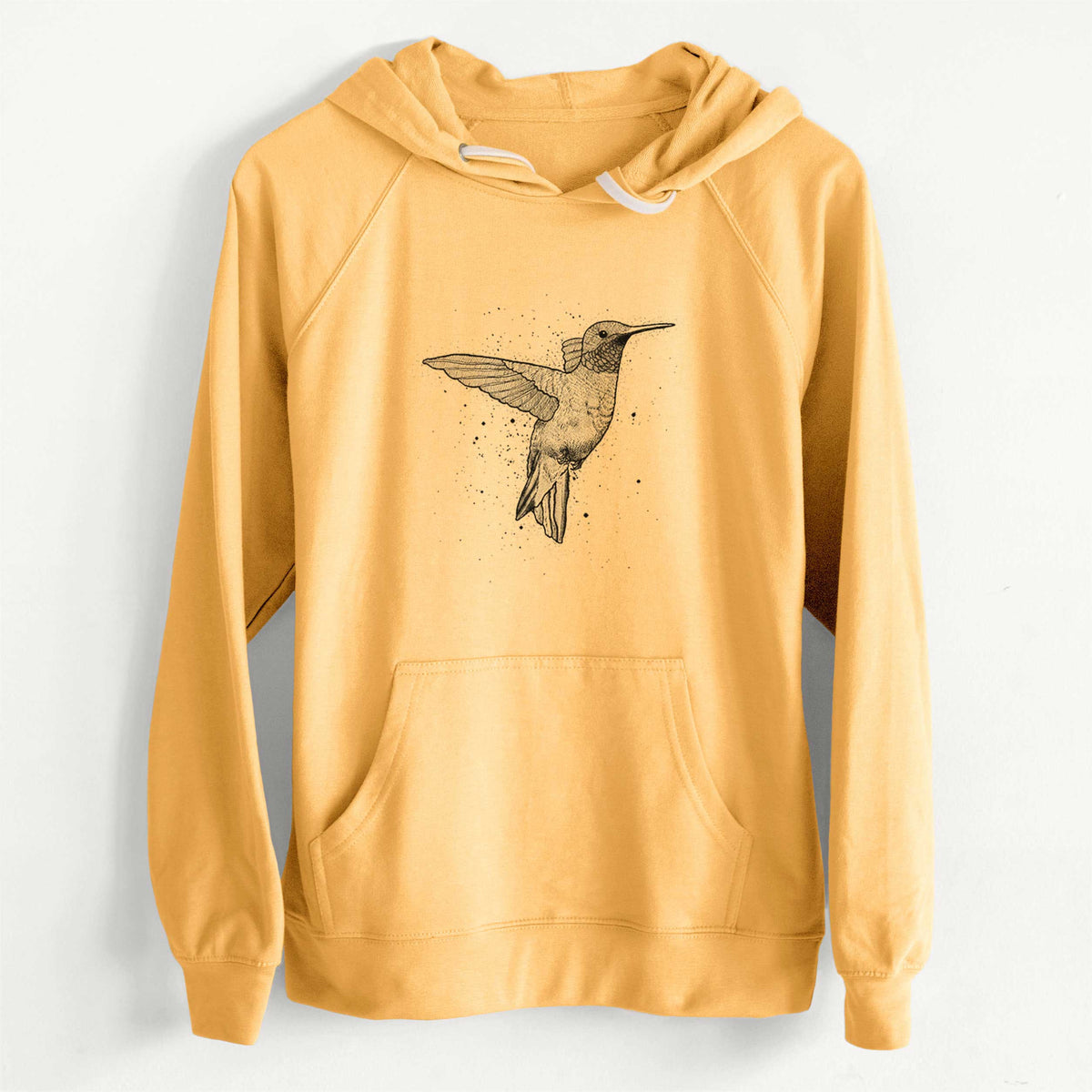 CLEARANCE - Archilochus Colubris - Ruby-throated Hummingbird  - Unisex Slim Fit Loopback Terry Hoodie