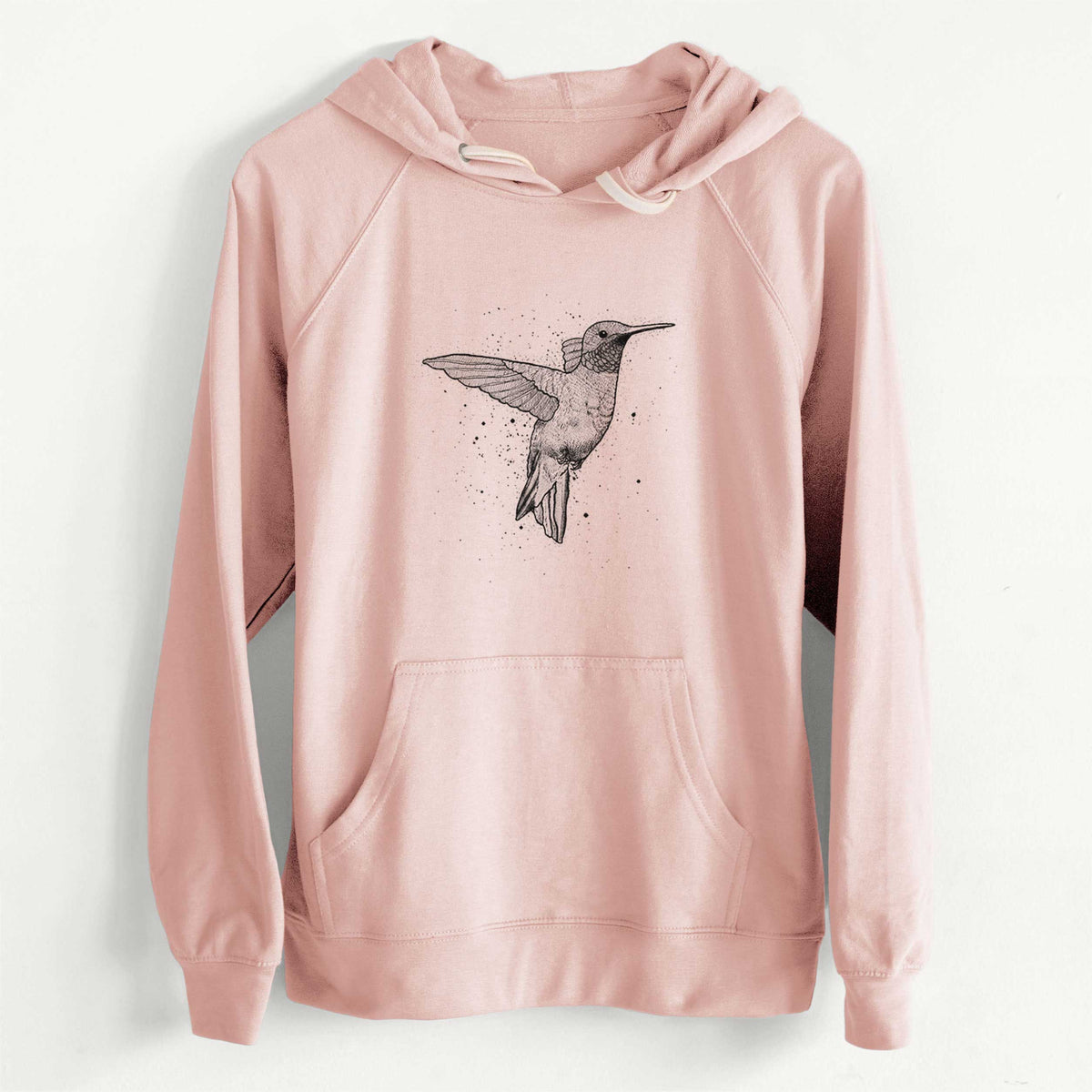 CLEARANCE - Archilochus Colubris - Ruby-throated Hummingbird  - Unisex Slim Fit Loopback Terry Hoodie