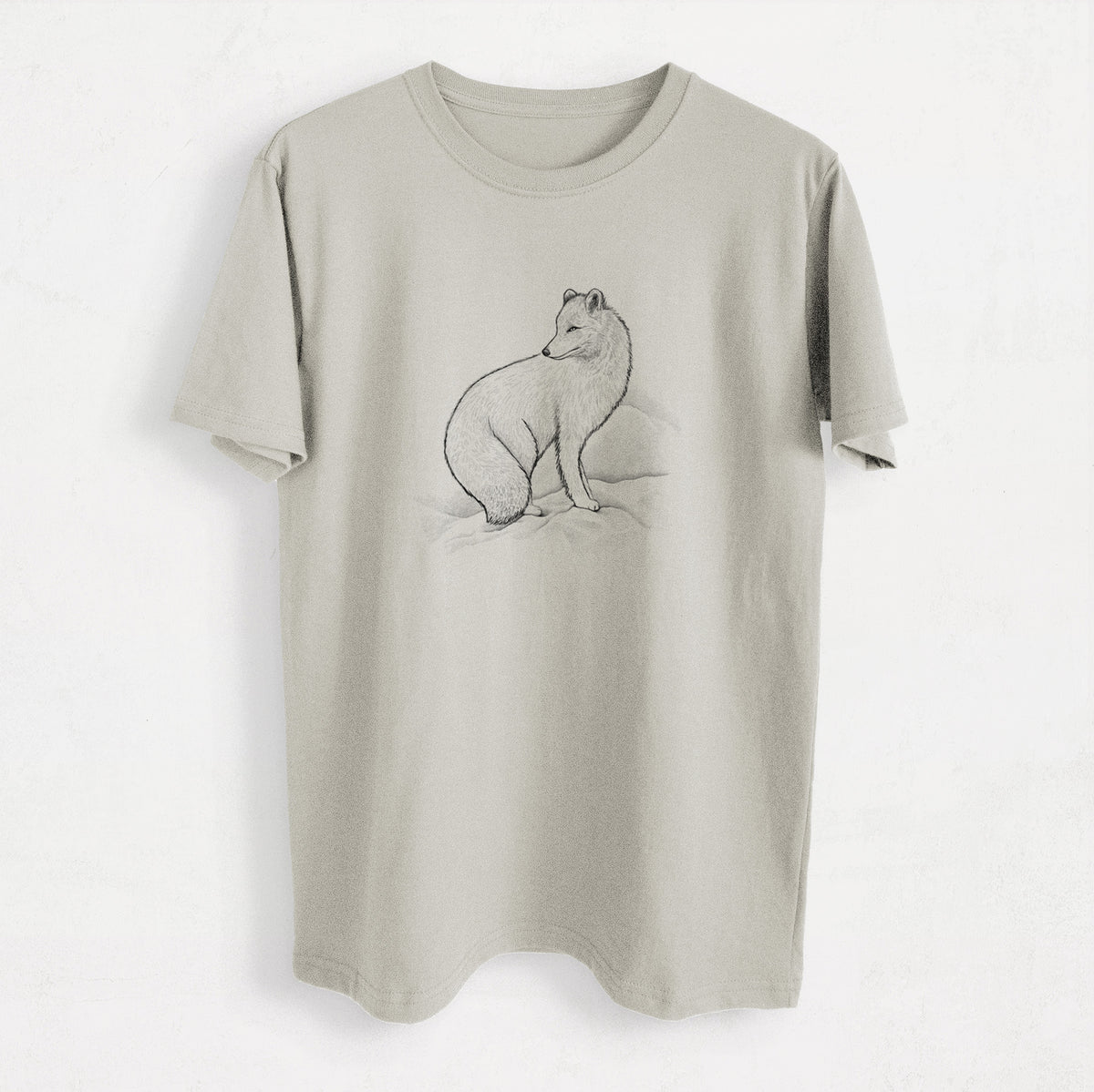 Arctic Fox - Vulpes lagopus - Heavyweight Men&#39;s 100% Organic Cotton Tee