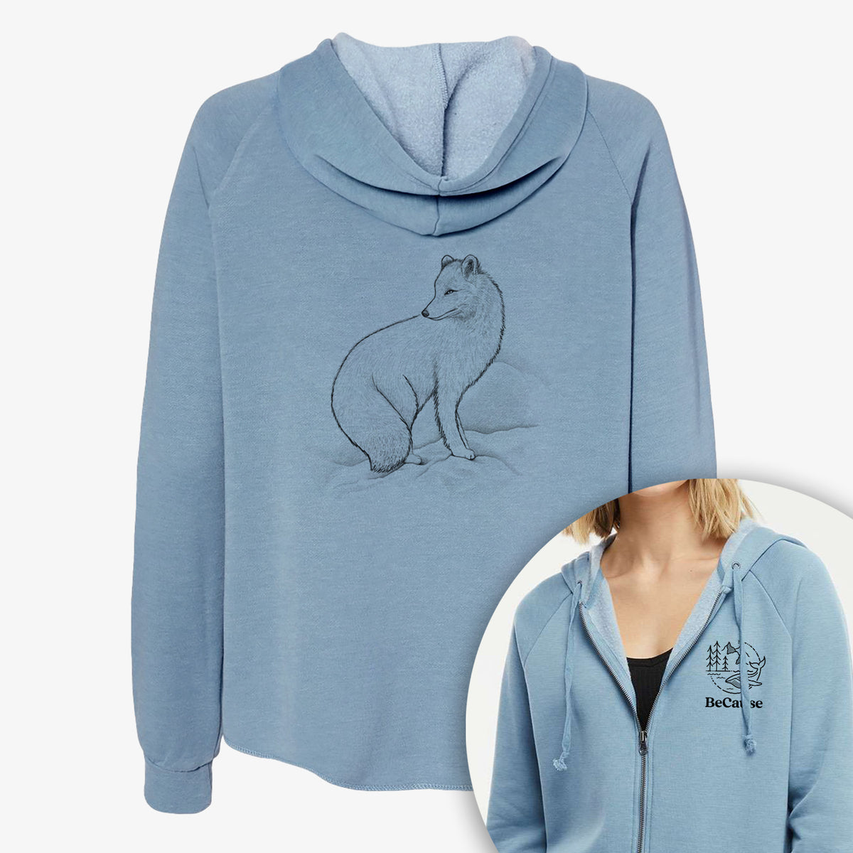 Arctic Fox - Vulpes lagopus - Women&#39;s Cali Wave Zip-Up Sweatshirt