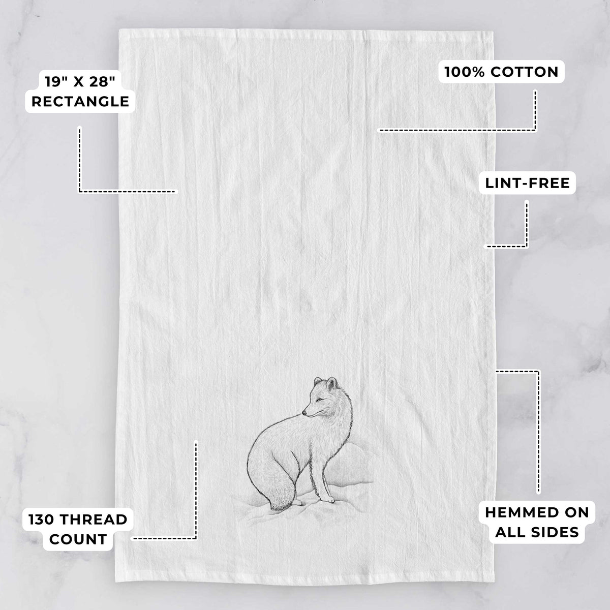 Arctic Fox - Vulpes lagopus Tea Towel