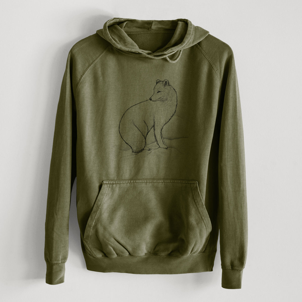 Arctic Fox - Vulpes lagopus  - Mid-Weight Unisex Vintage 100% Cotton Hoodie