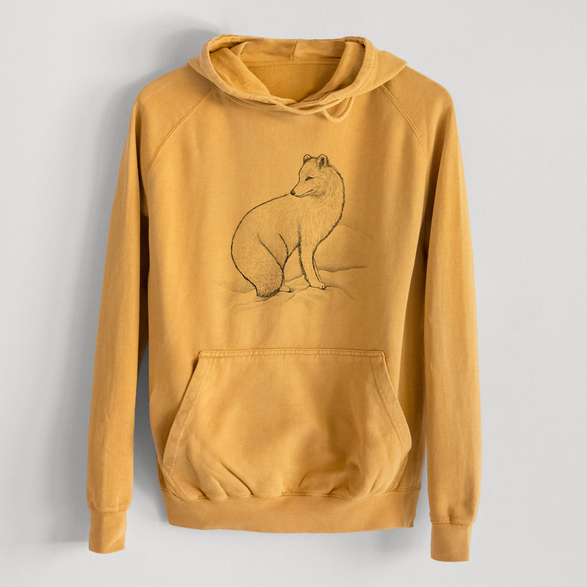 Arctic Fox - Vulpes lagopus  - Mid-Weight Unisex Vintage 100% Cotton Hoodie