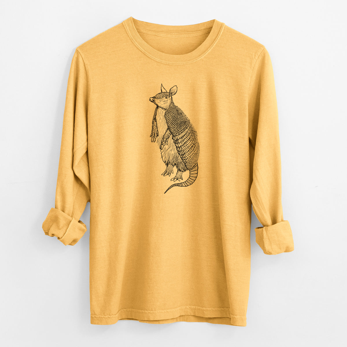 Nine-Banded Armadillo - Dasypus novemcinctus - Men&#39;s Heavyweight 100% Cotton Long Sleeve