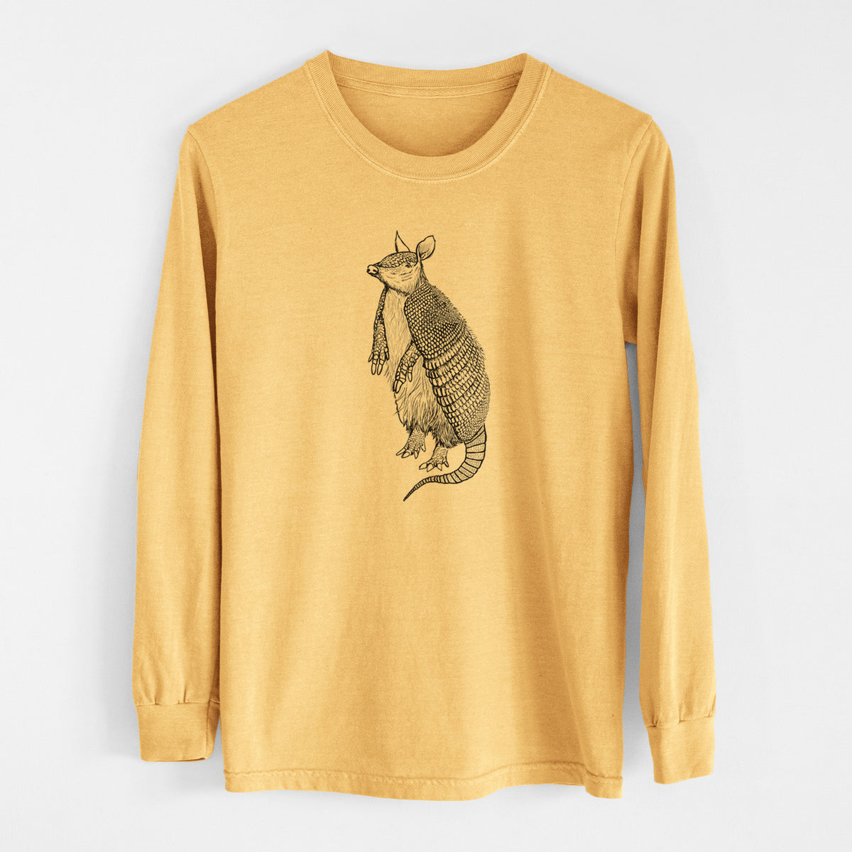 Nine-Banded Armadillo - Dasypus novemcinctus - Men&#39;s Heavyweight 100% Cotton Long Sleeve