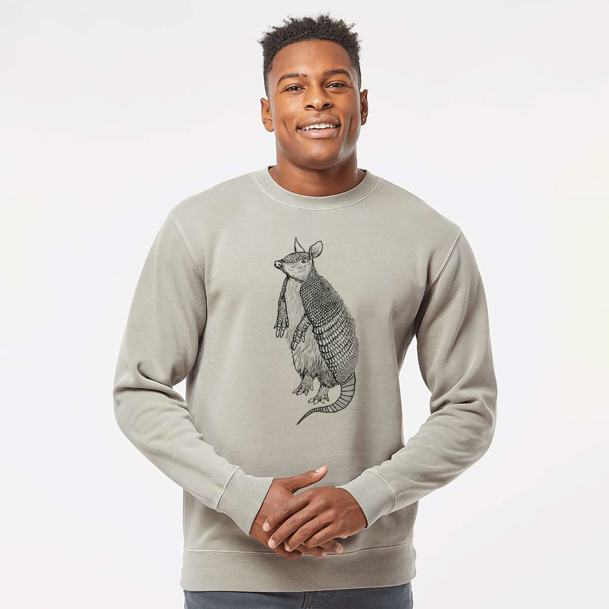 Nine-Banded Armadillo - Dasypus novemcinctus - Unisex Pigment Dyed Crew Sweatshirt