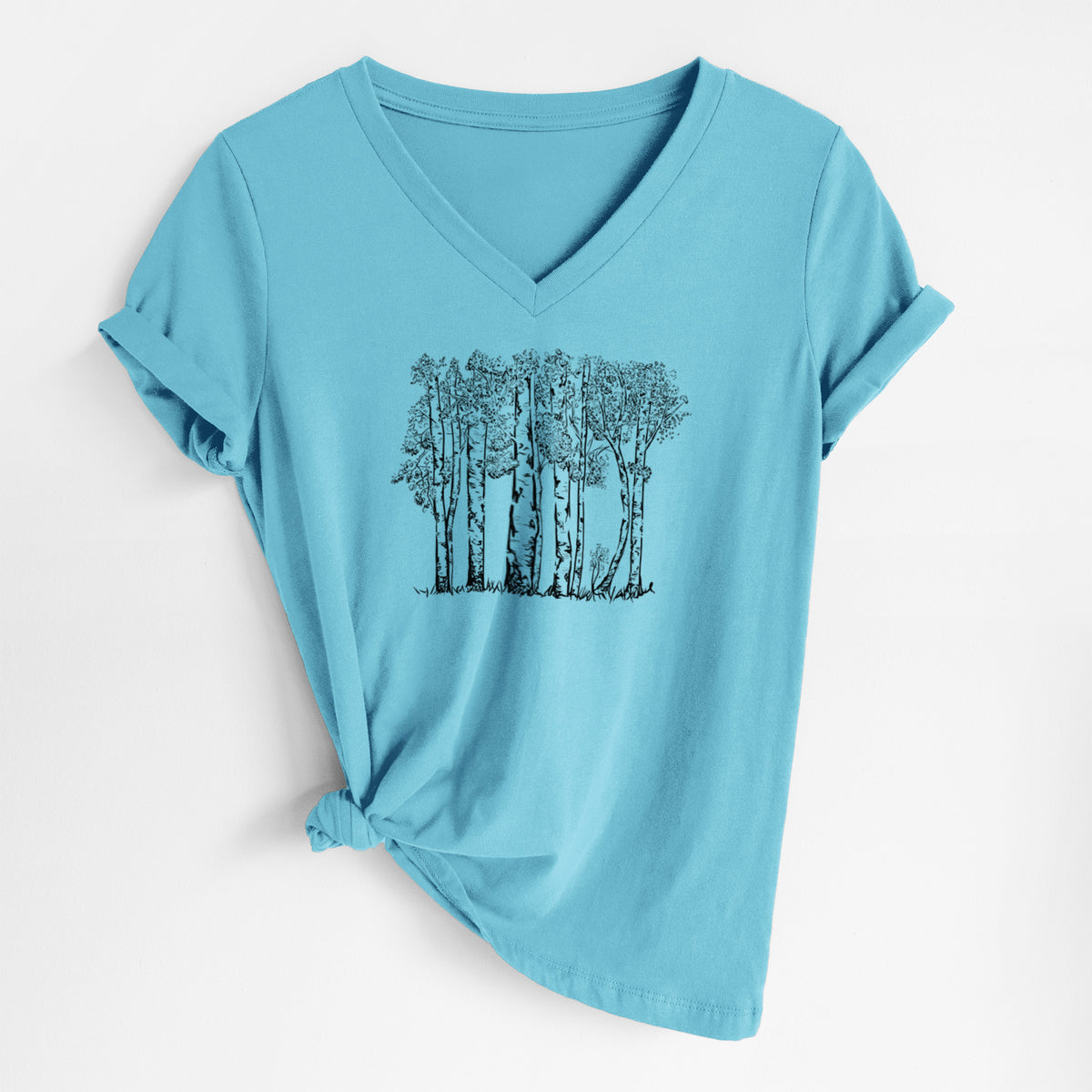 Quaking Aspens - Populus tremuloides - Women&#39;s Lightweight Relaxed Fit 100% Cotton V-neck