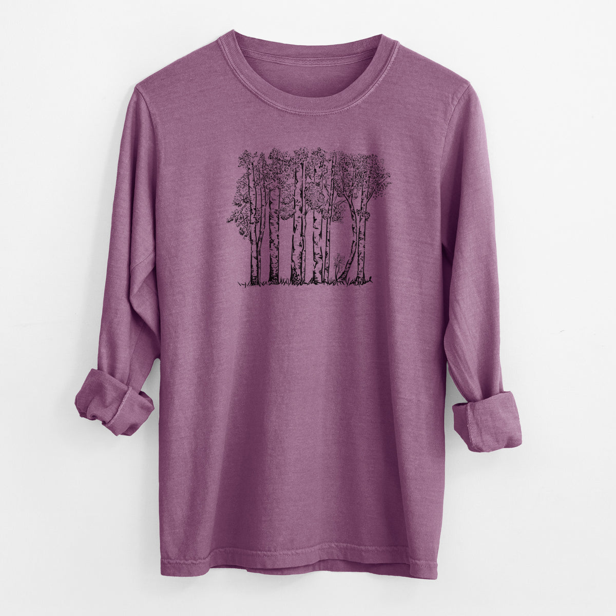 Quaking Aspens - Populus tremuloides - Men&#39;s Heavyweight 100% Cotton Long Sleeve