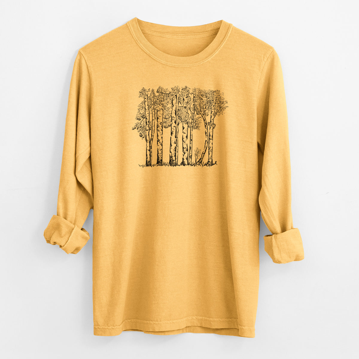 Quaking Aspens - Populus tremuloides - Men&#39;s Heavyweight 100% Cotton Long Sleeve