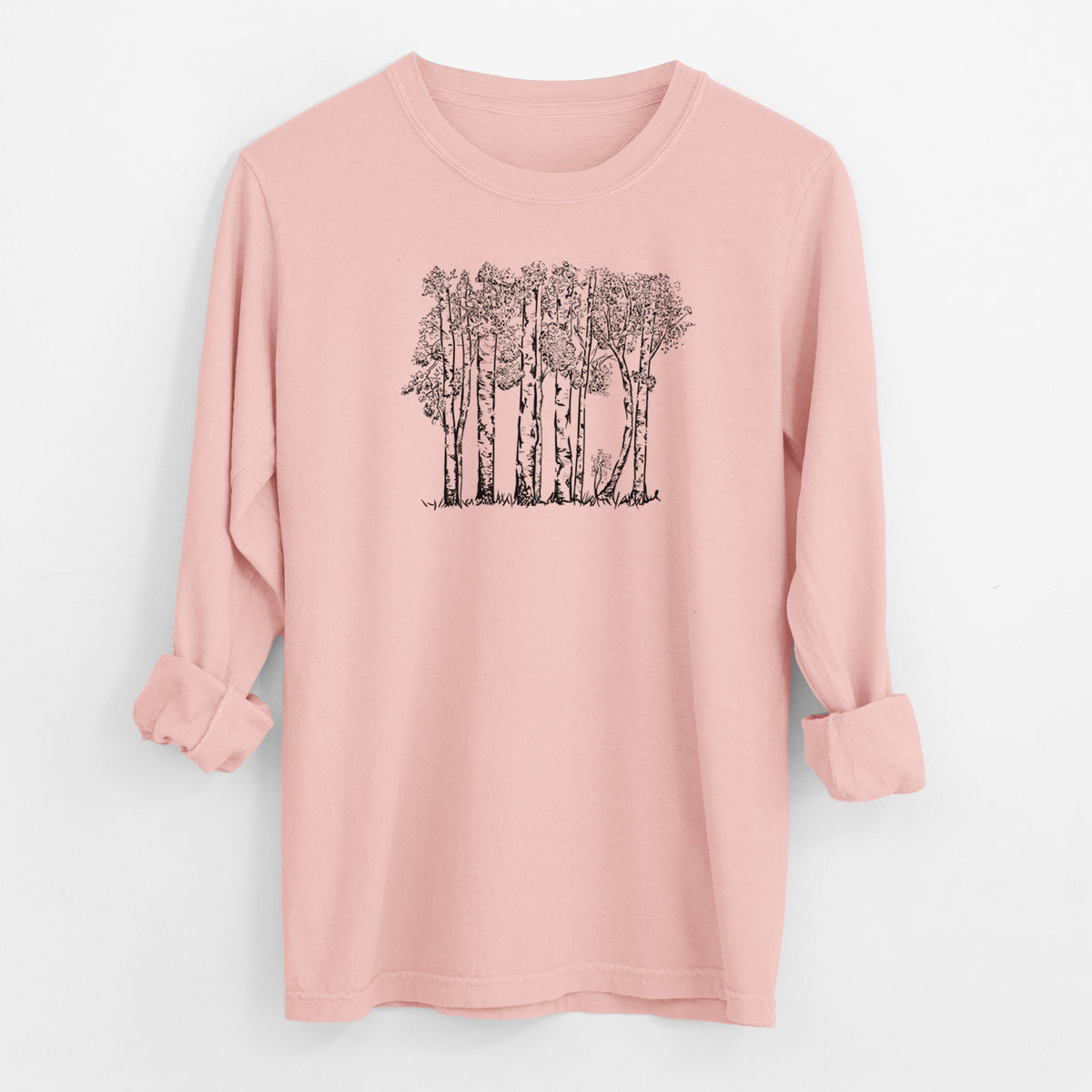 Quaking Aspens - Populus tremuloides - Men&#39;s Heavyweight 100% Cotton Long Sleeve