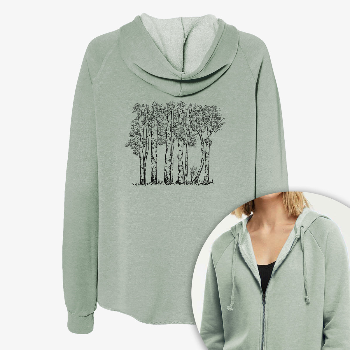 Quaking Aspens - Populus tremuloides - Women's Cali Wave Zip-Up Sweatshirt