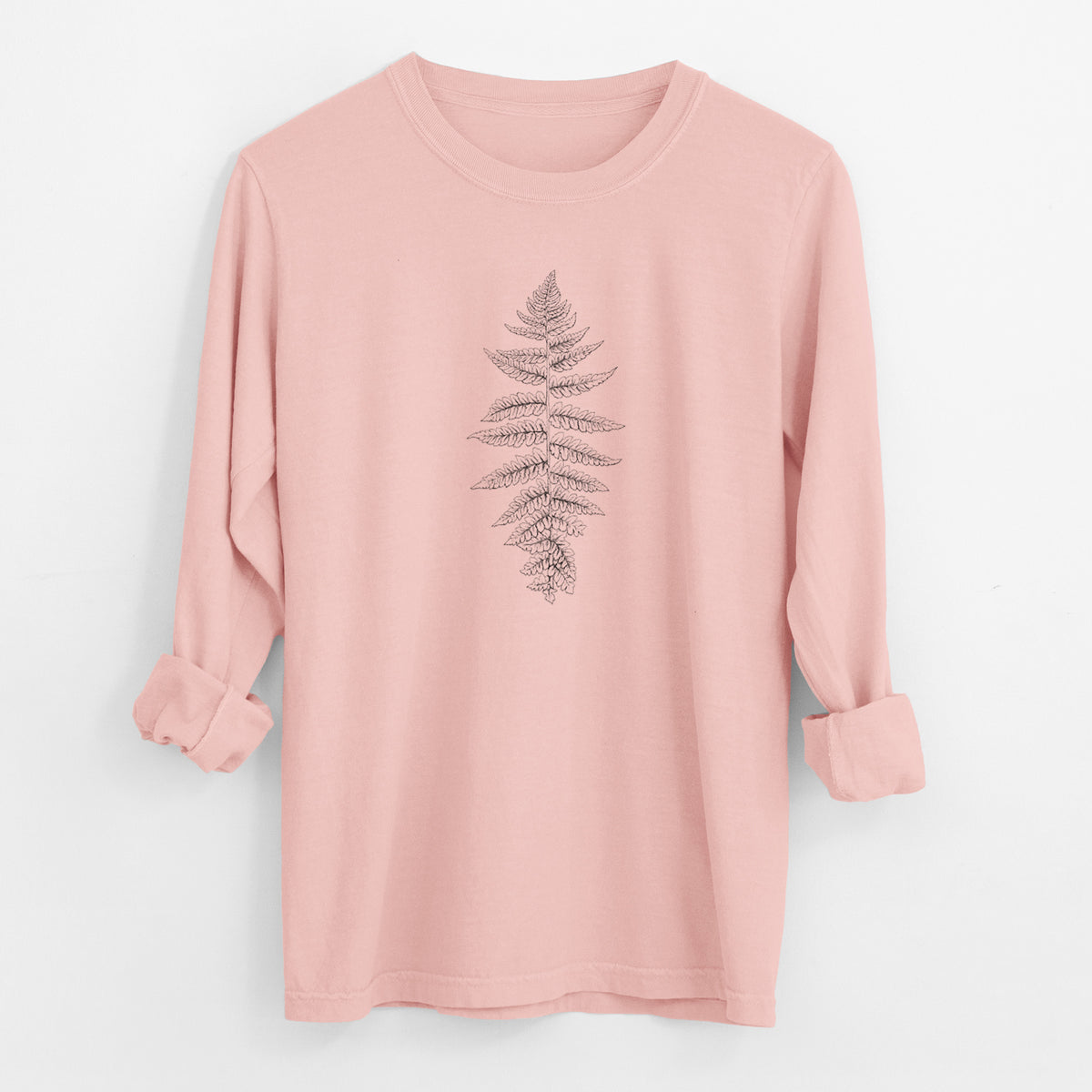 Athyrium filix femina - Lady Fern - Men&#39;s Heavyweight 100% Cotton Long Sleeve