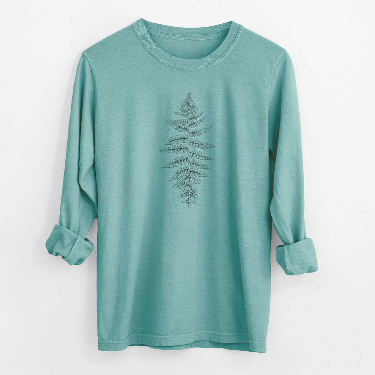 Athyrium filix femina - Lady Fern - Men&#39;s Heavyweight 100% Cotton Long Sleeve