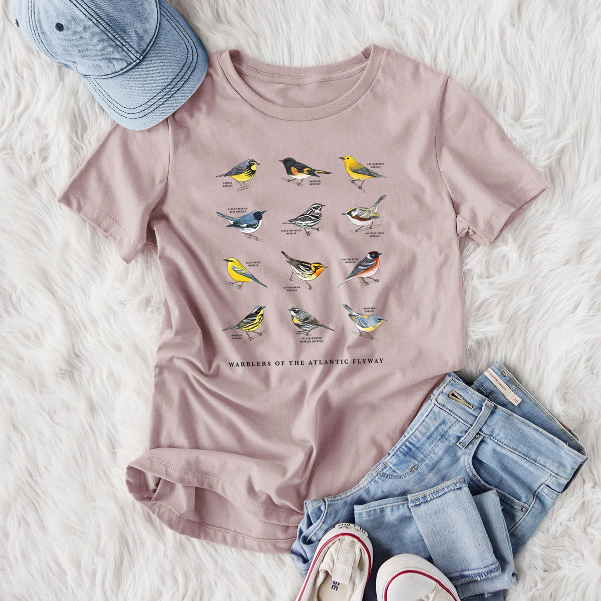 Warblers of the Atlantic Flyway - Women's Lightweight Relaxed Fit 100% Cotton Crewneck