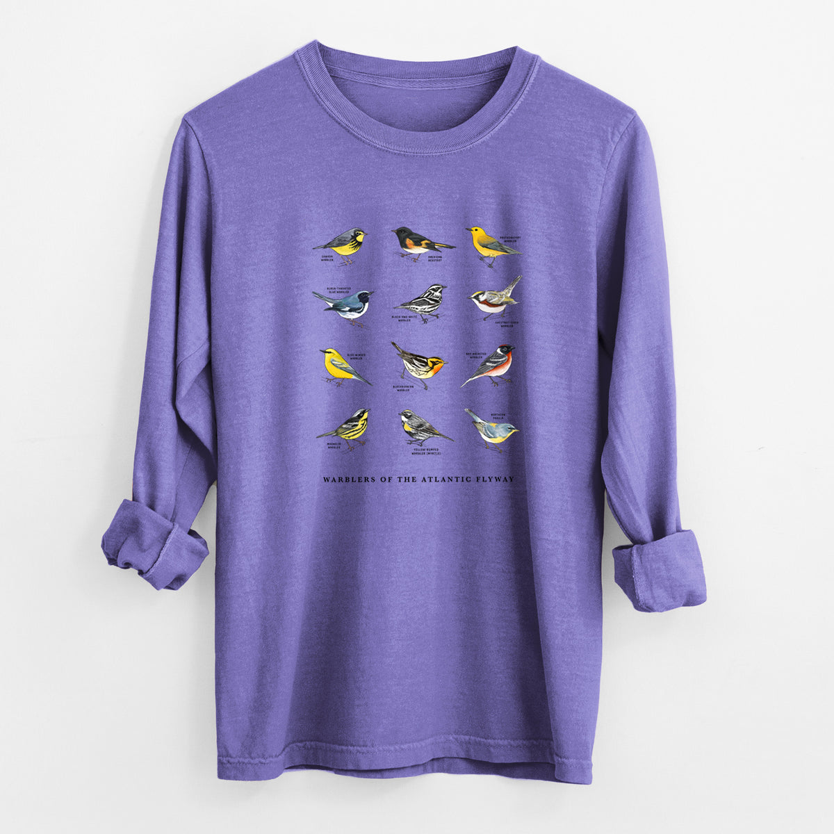 Warblers of the Atlantic Flyway - Unisex Comfort Colors 100% Cotton Long Sleeve