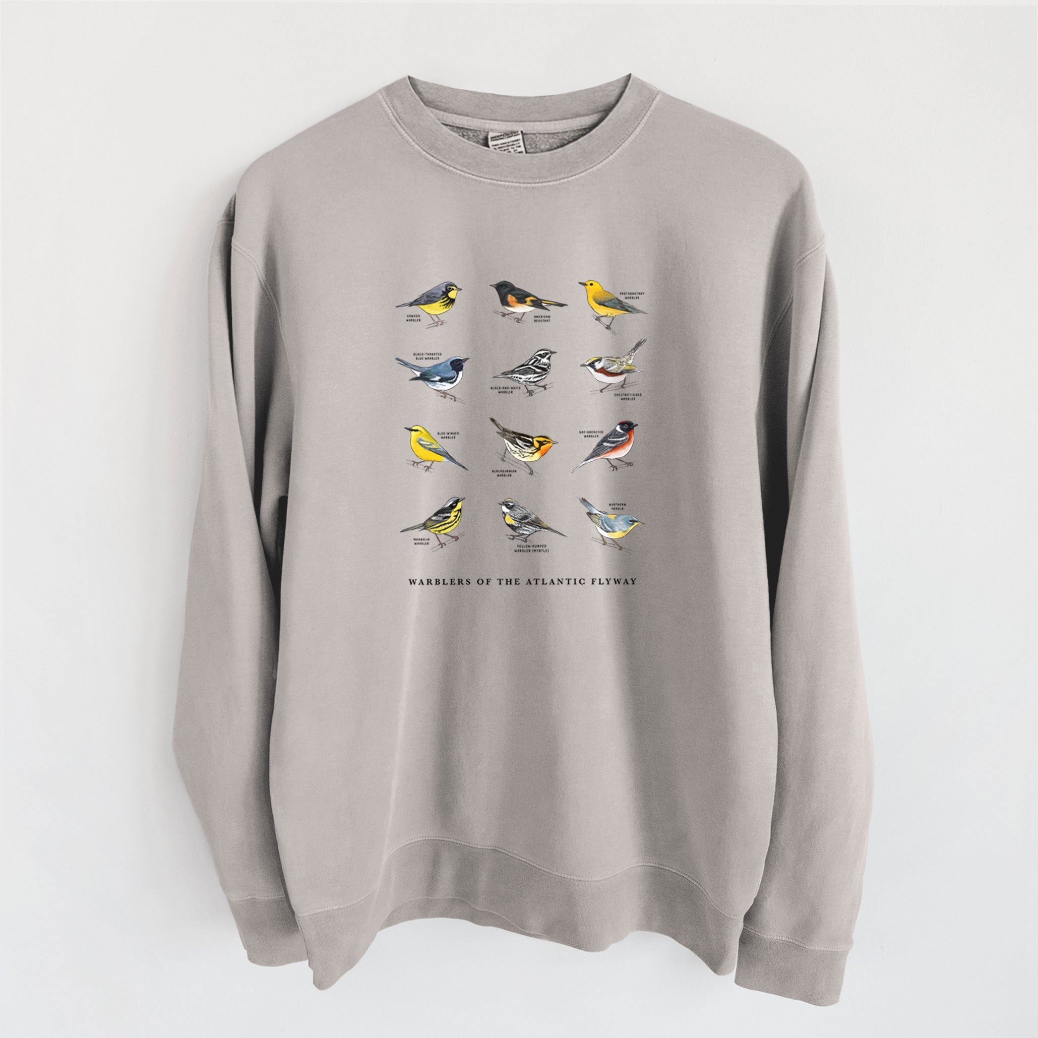 Warblers of the Atlantic Flyway - Unisex Pigment Dyed Crew Sweatshirt
