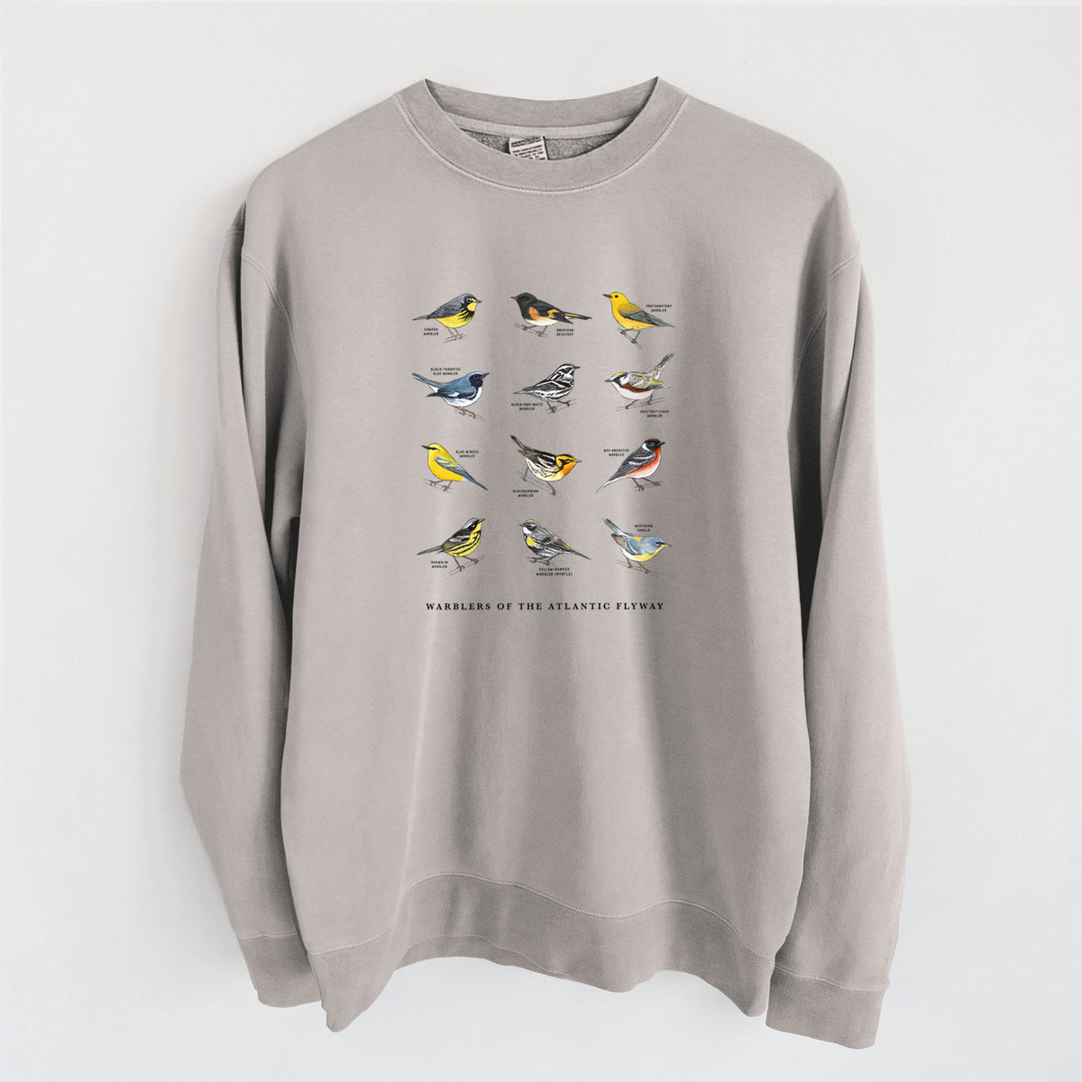Warblers of the Atlantic Flyway - Unisex Pigment Dyed Crew Sweatshirt