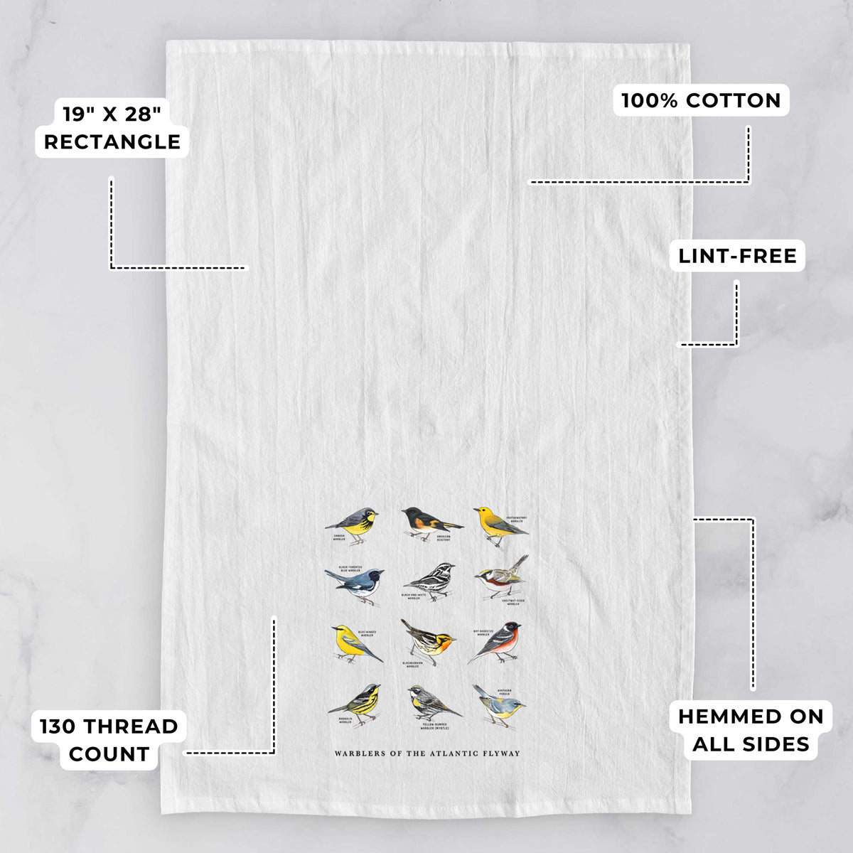 Warblers of the Atlantic Flyway Tea Towel