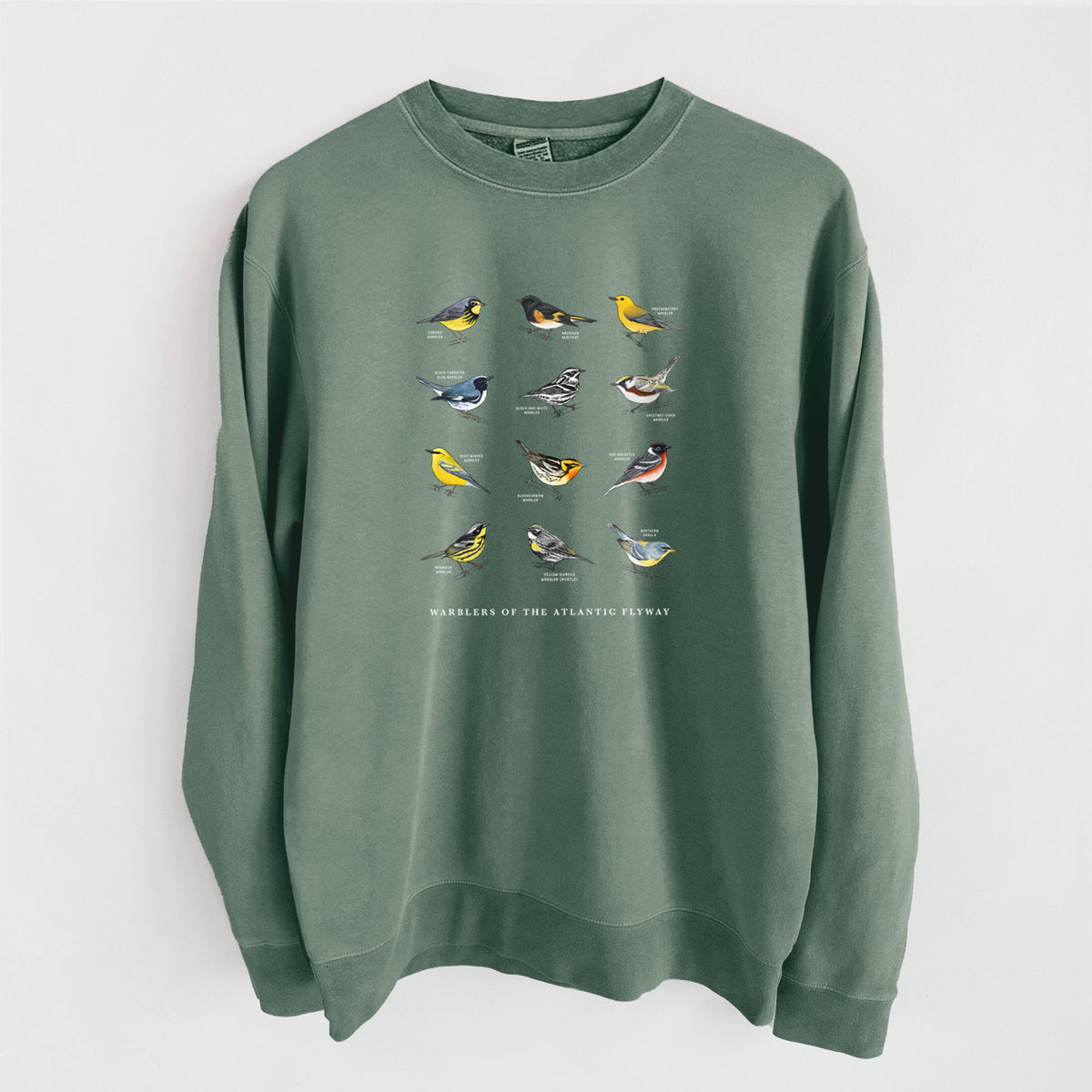 Warblers of the Atlantic Flyway - Unisex Pigment Dyed Crew Sweatshirt