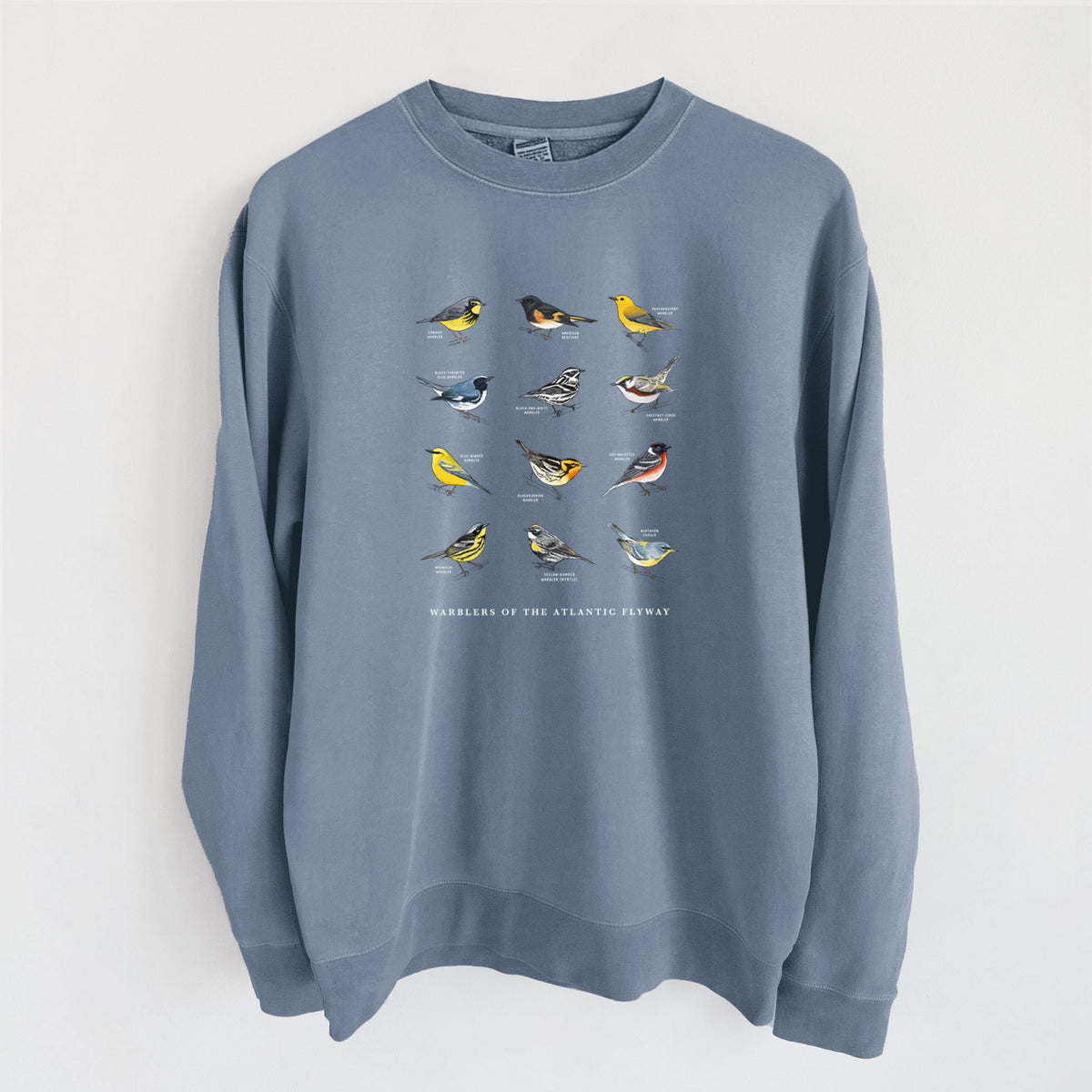 Warblers of the Atlantic Flyway - Unisex Pigment Dyed Crew Sweatshirt