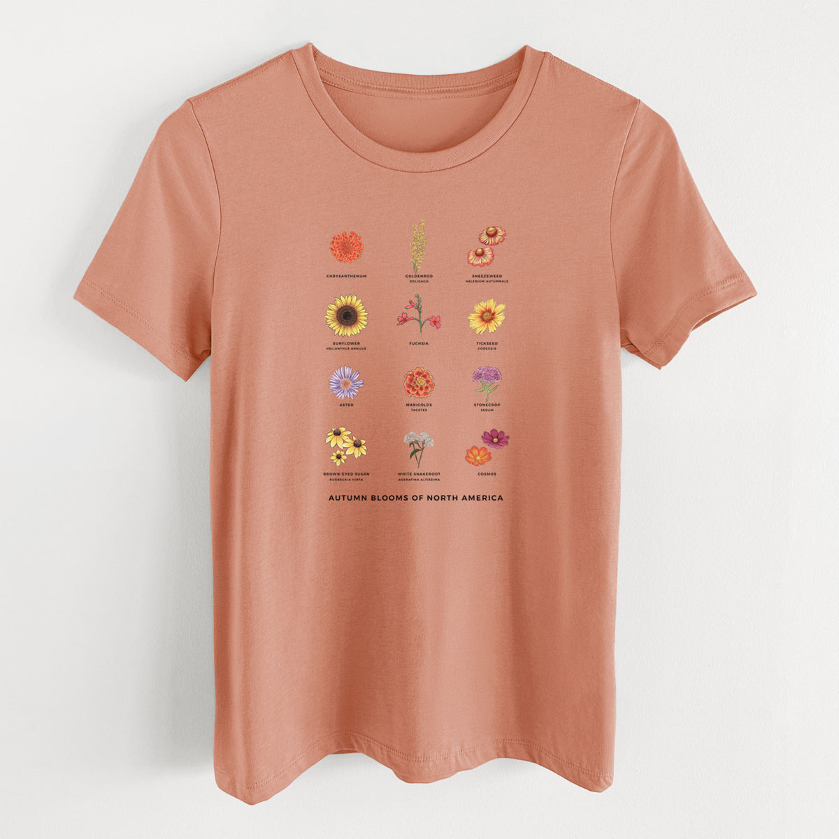 Autumn Blooms of North America - Women&#39;s Lightweight Relaxed Fit 100% Cotton Crewneck