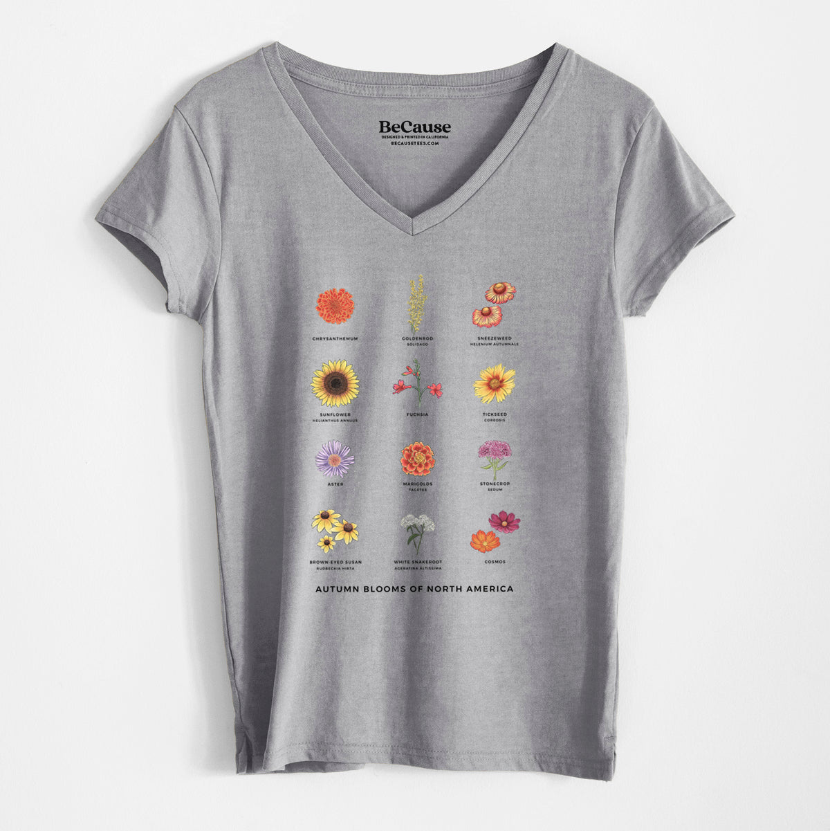 Autumn Blooms of North America - Women&#39;s 100% Recycled V-neck