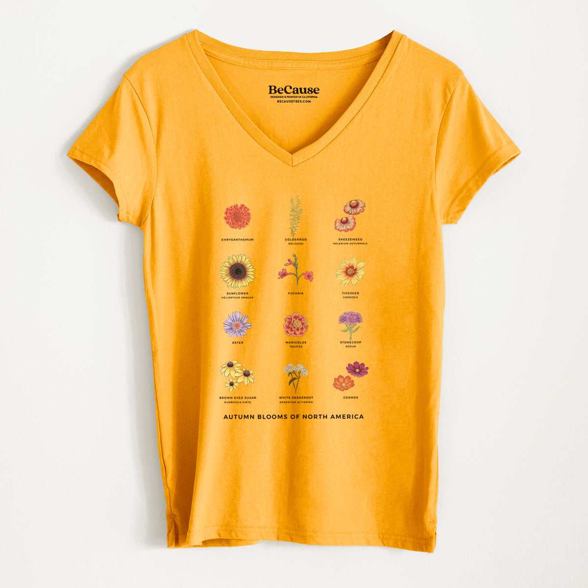 Autumn Blooms of North America - Women&#39;s 100% Recycled V-neck