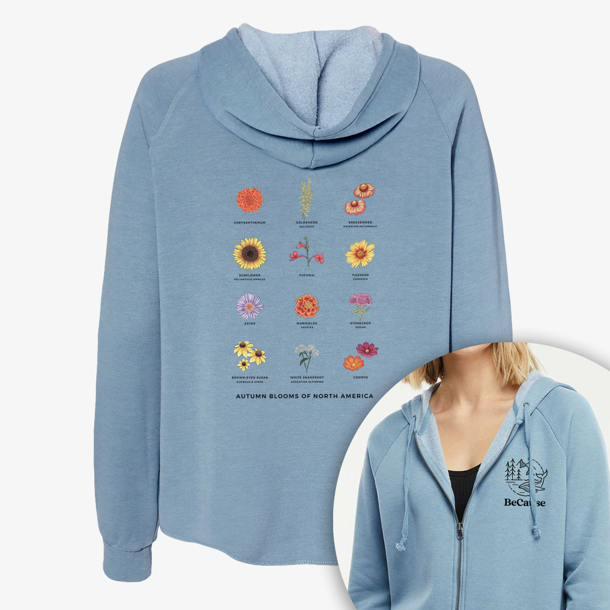 Autumn Blooms of North America - Women&#39;s Cali Wave Zip-Up Sweatshirt