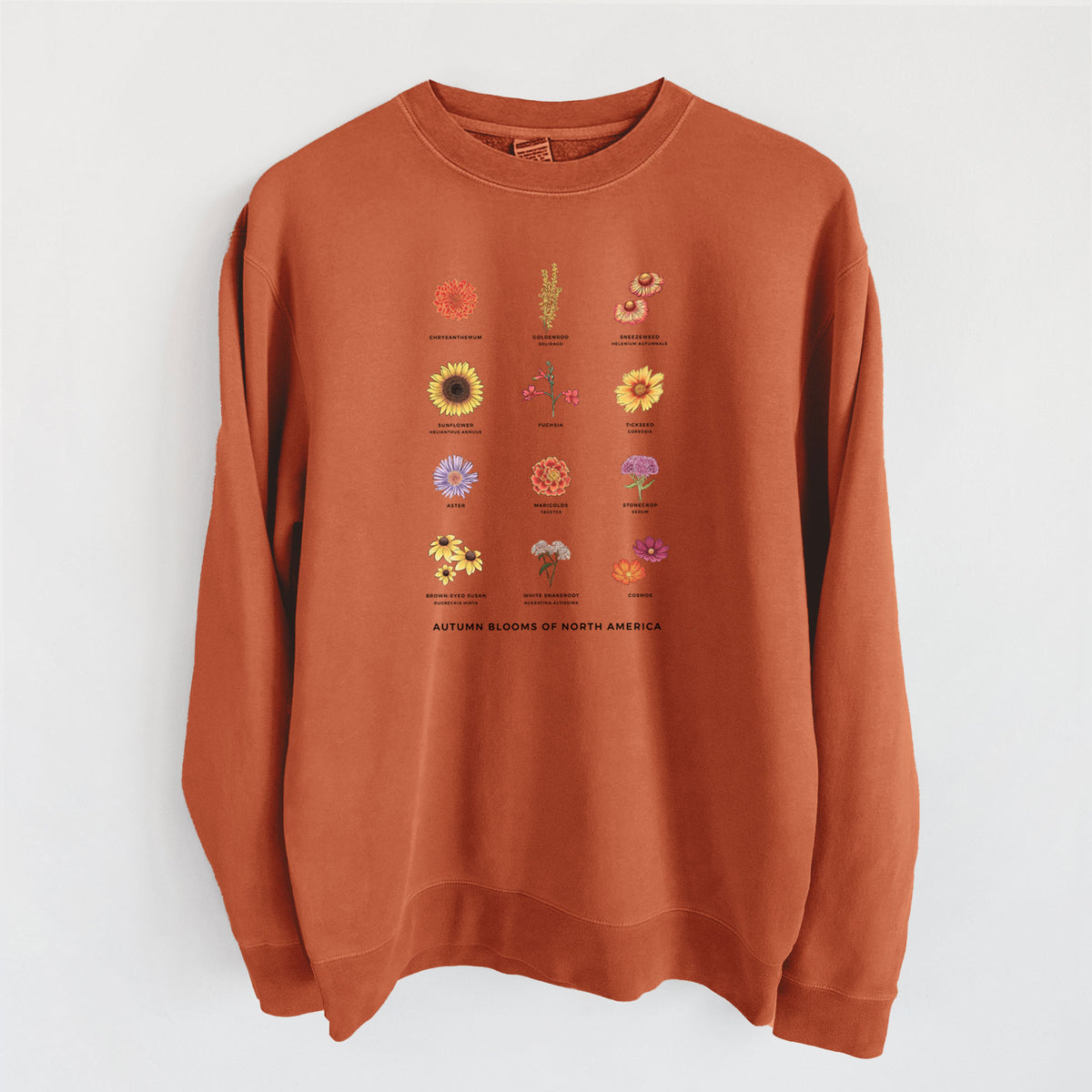 Autumn Blooms of North America - Unisex Pigment Dyed Crew Sweatshirt in Amber