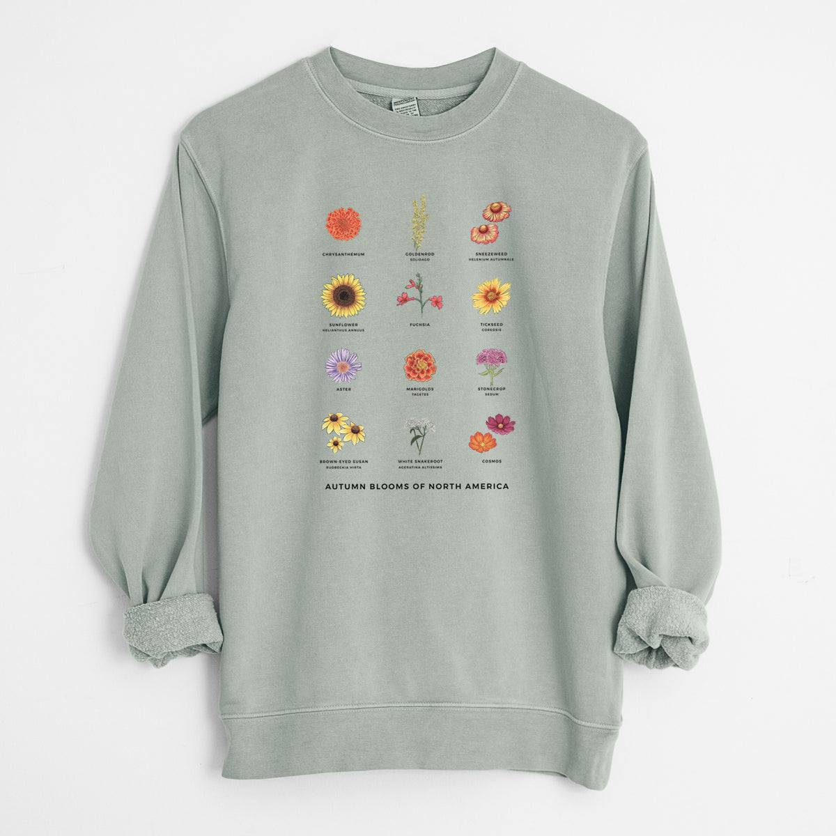 Autumn Blooms of North America - Unisex Pigment Dyed Crew Sweatshirt