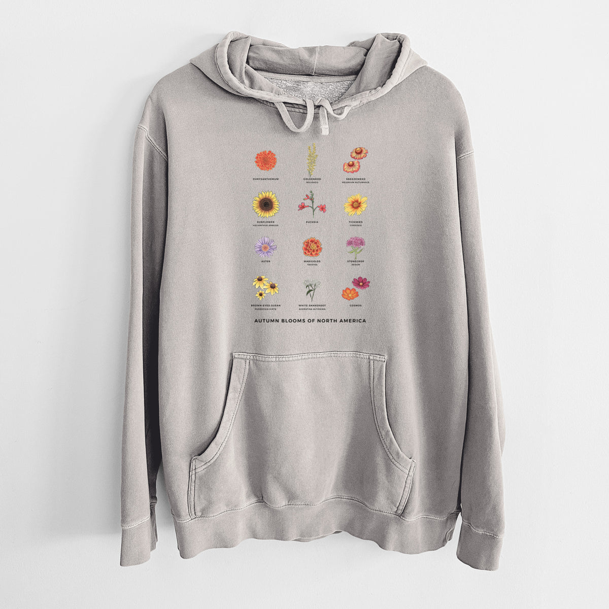 Autumn Blooms of North America - Unisex Pigment Dyed Hoodie