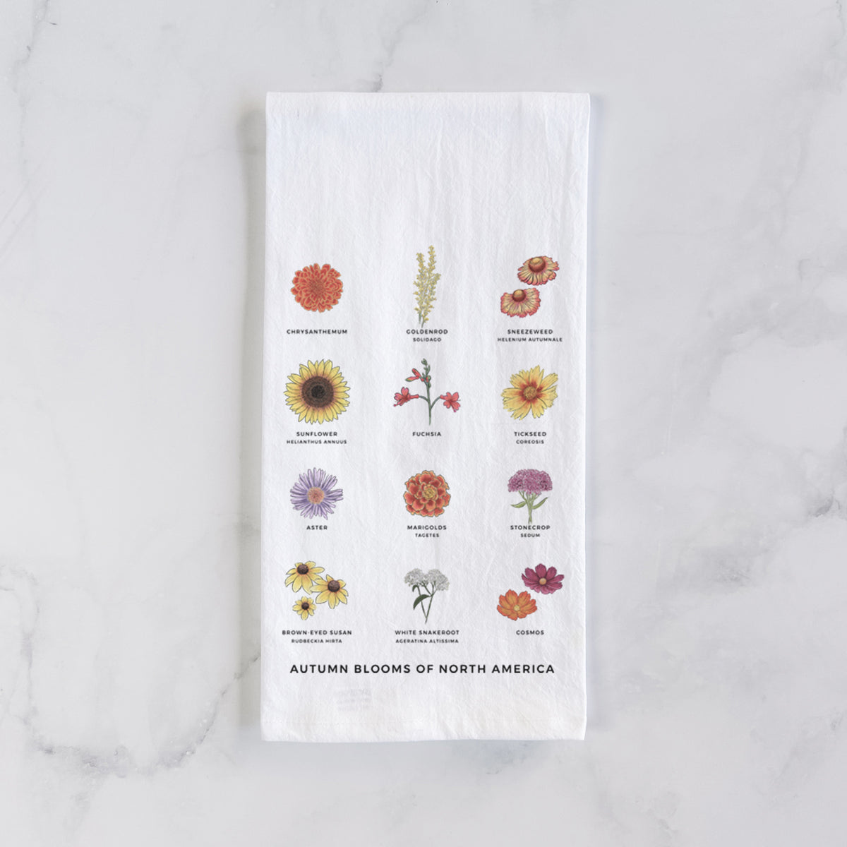 Autumn Blooms of North America Tea Towel