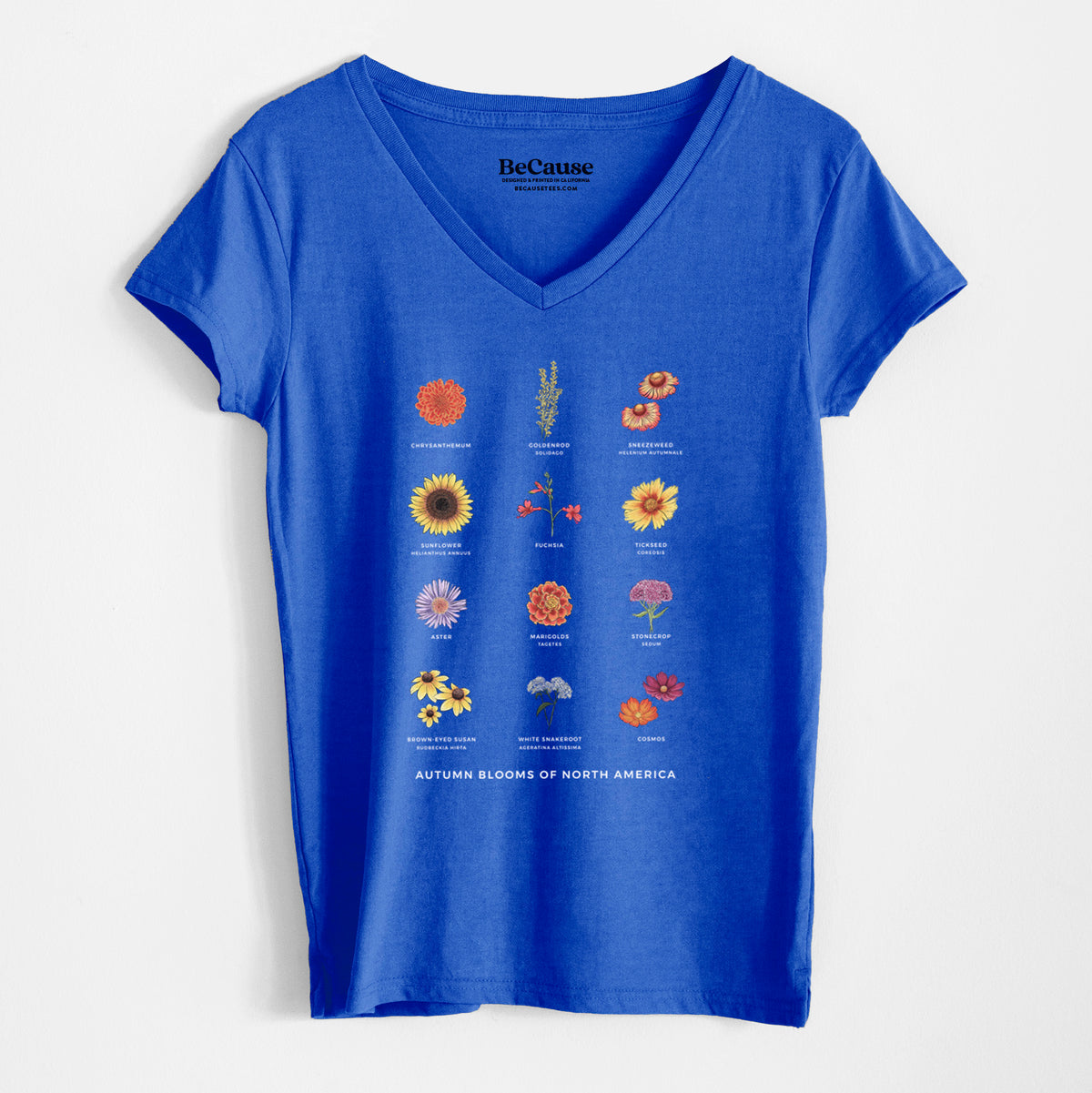 Autumn Blooms of North America - Women&#39;s 100% Recycled V-neck