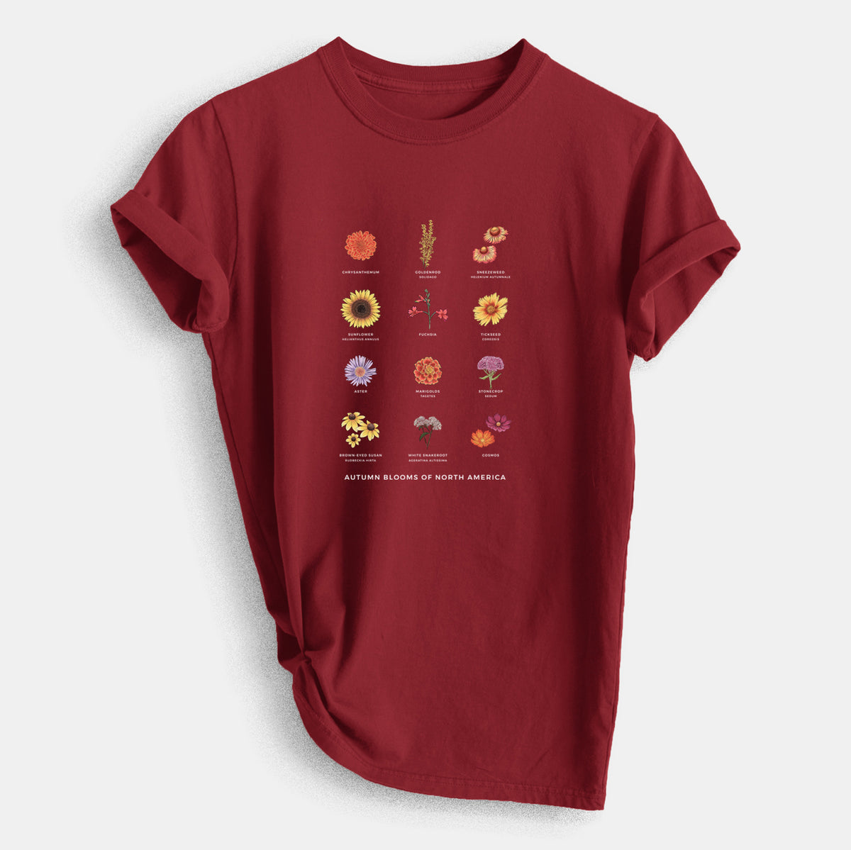 Autumn Blooms of North America - Heavyweight Men&#39;s 100% Organic Cotton Tee
