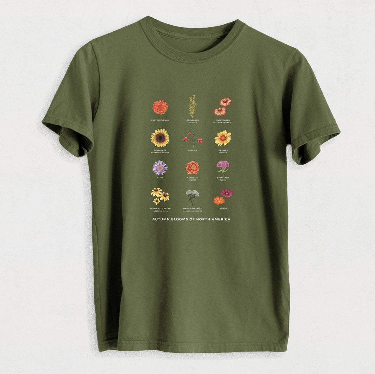 Autumn Blooms of North America - Heavyweight Men&#39;s 100% Organic Cotton Tee