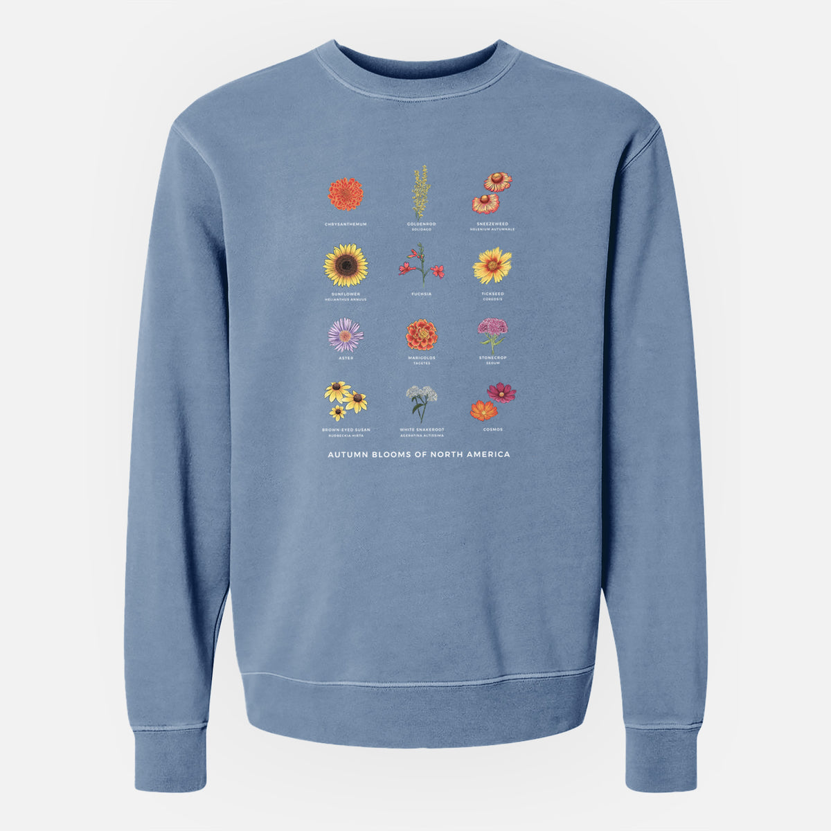 Autumn Blooms of North America - Unisex Pigment Dyed Crew Sweatshirt