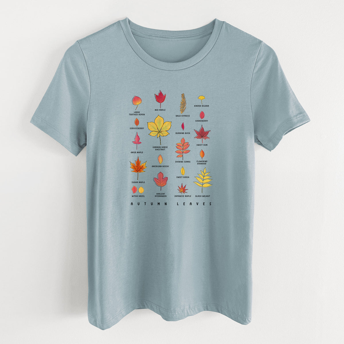 Vibrant Autumn Leaves Chart - Women&#39;s Lightweight Relaxed Fit 100% Cotton Crewneck