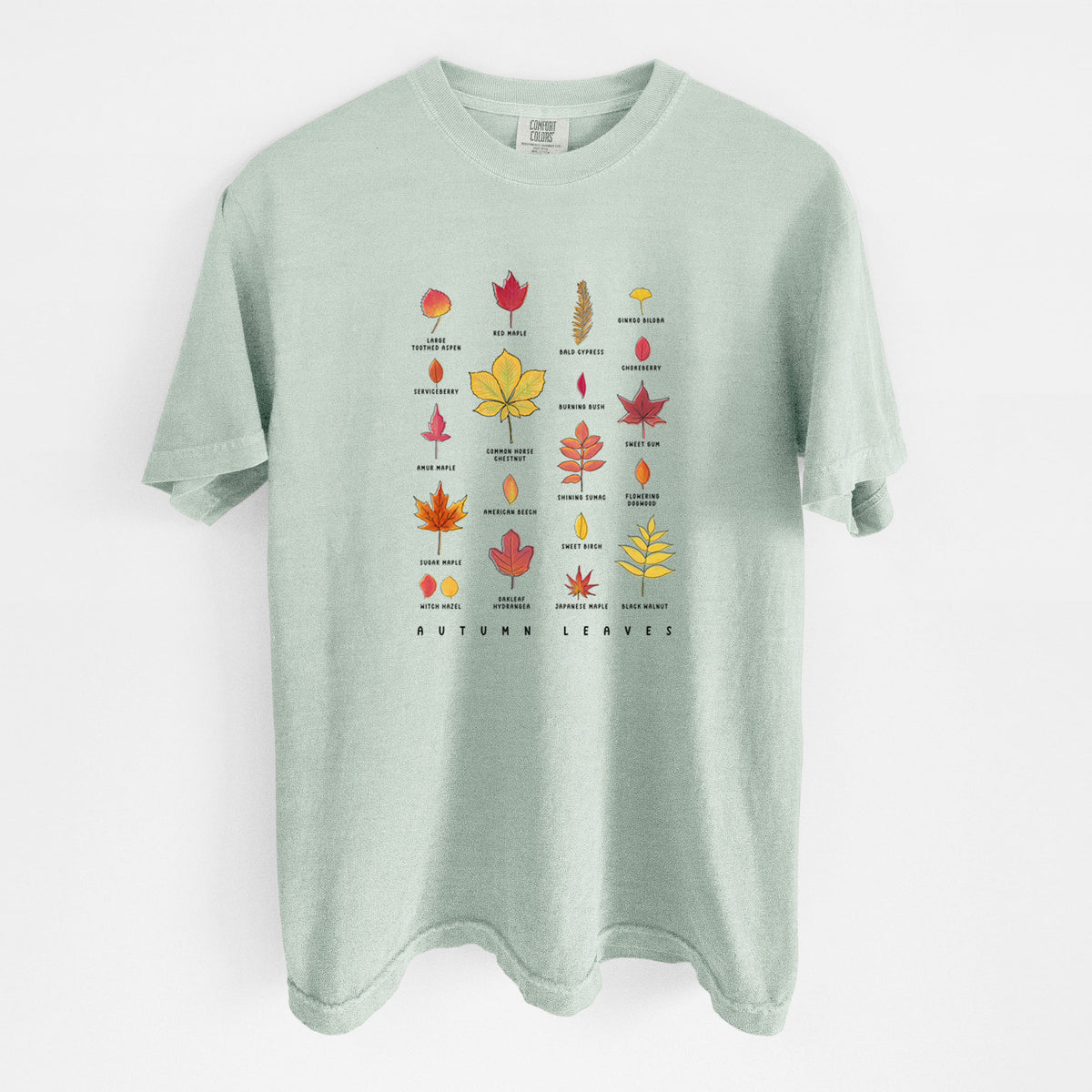 Vibrant Autumn Leaves Chart - Unisex Comfort Colors Garment-Dyed Heavyweight T-shirt