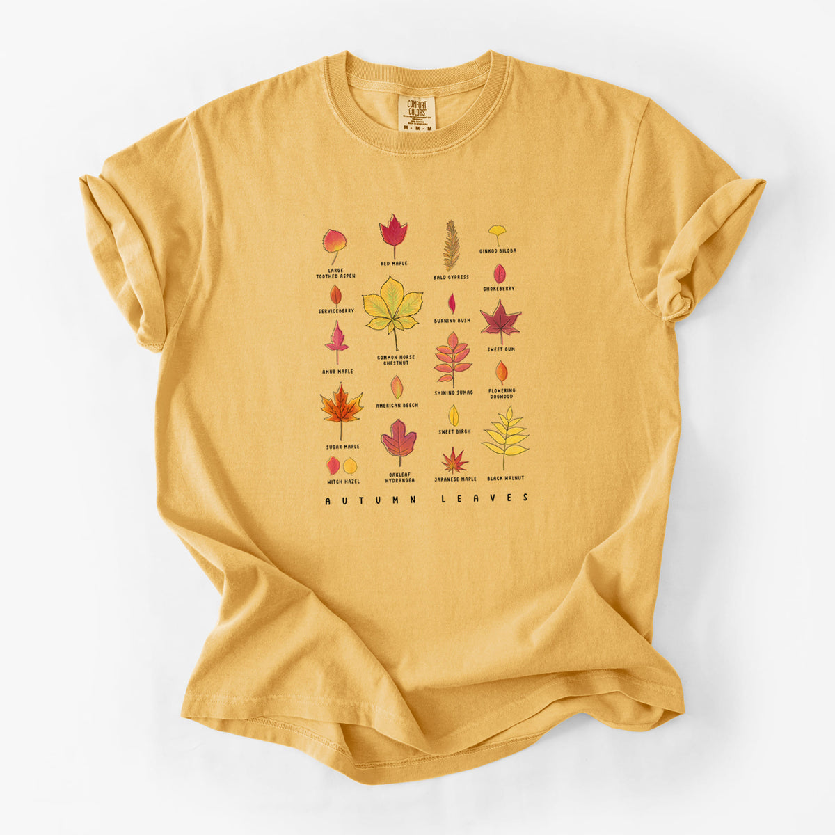 Vibrant Autumn Leaves Chart - Unisex Comfort Colors Garment-Dyed Heavyweight T-shirt