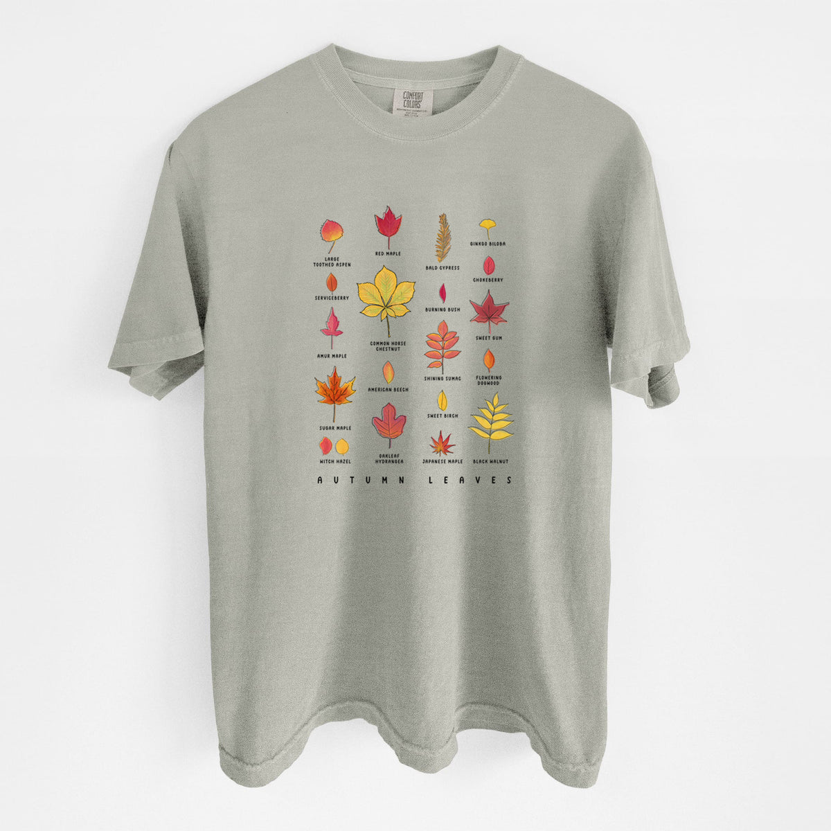 Vibrant Autumn Leaves Chart - Unisex Comfort Colors Garment-Dyed Heavyweight T-shirt