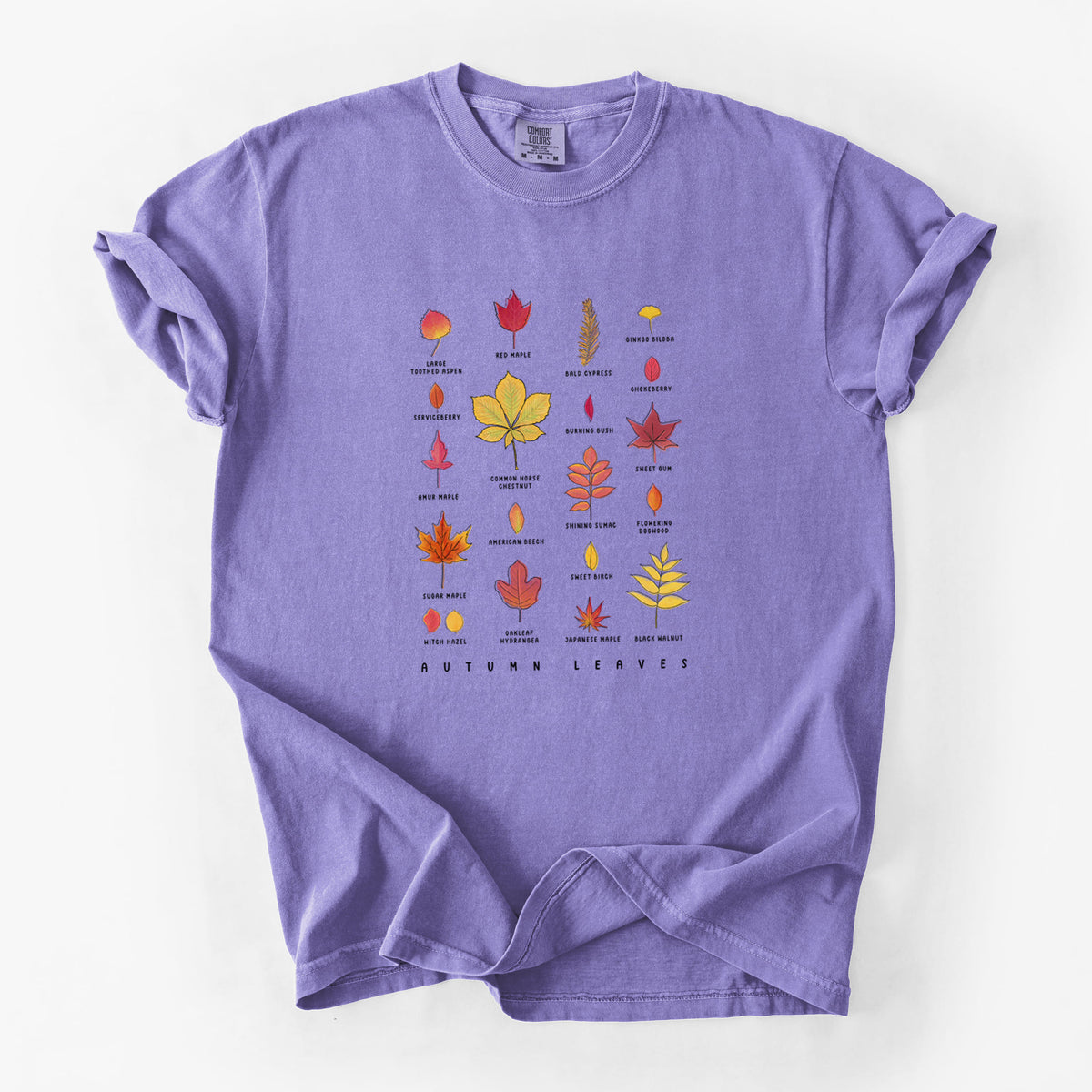 Vibrant Autumn Leaves Chart - Unisex Comfort Colors Garment-Dyed Heavyweight T-shirt