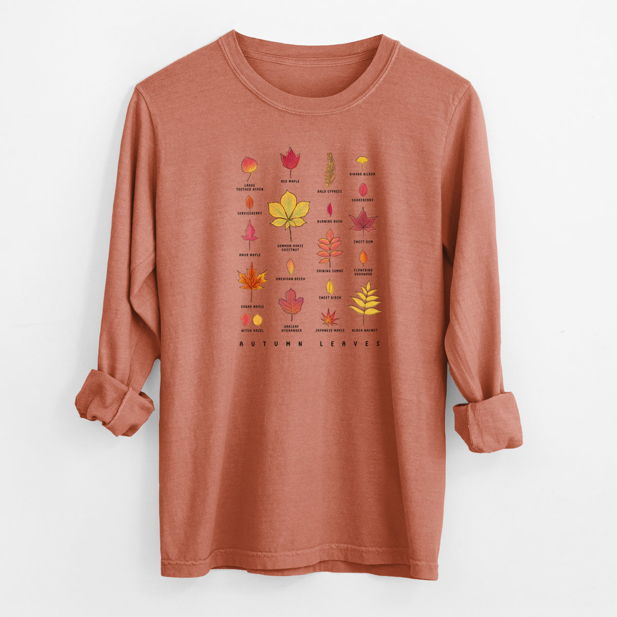 Vibrant Autumn Leaves Chart - Heavyweight 100% Cotton Long Sleeve